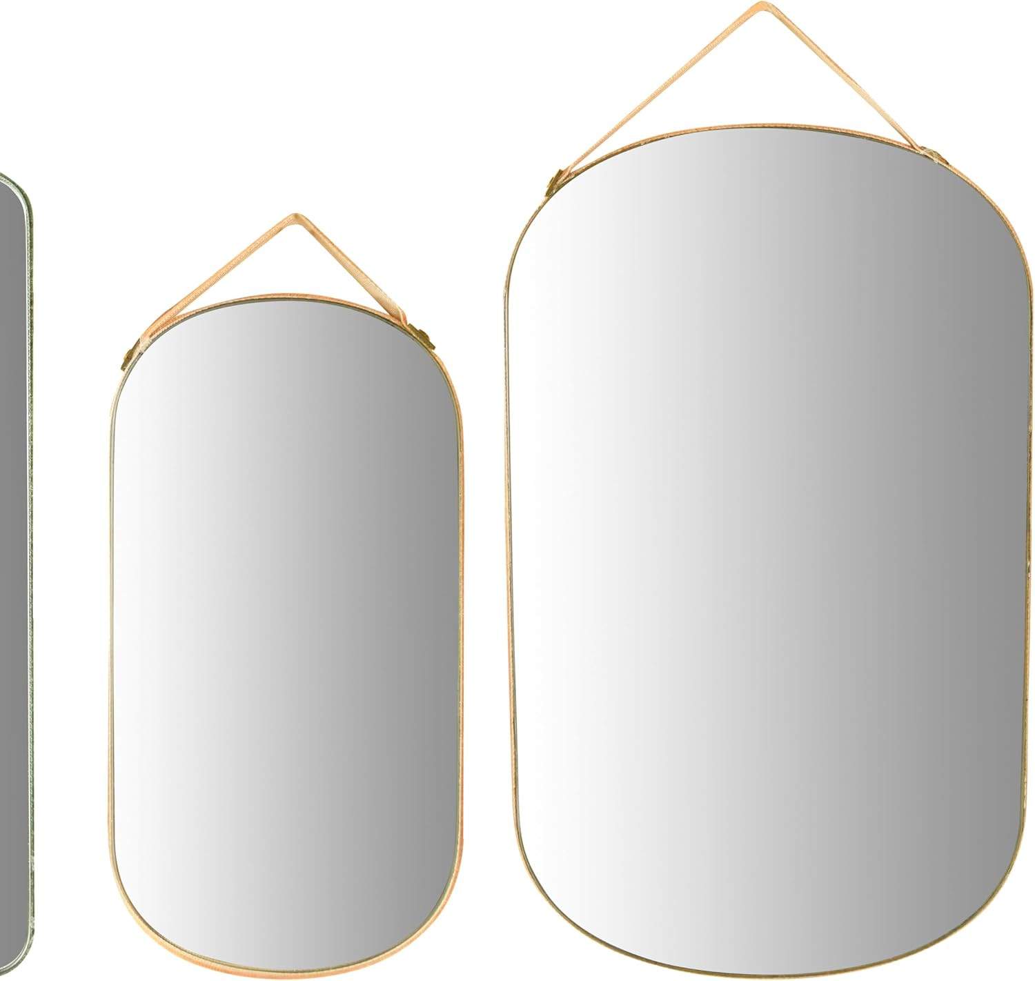 Various Velvet Edged Wall Mirrors, Multicolor, Set of 6