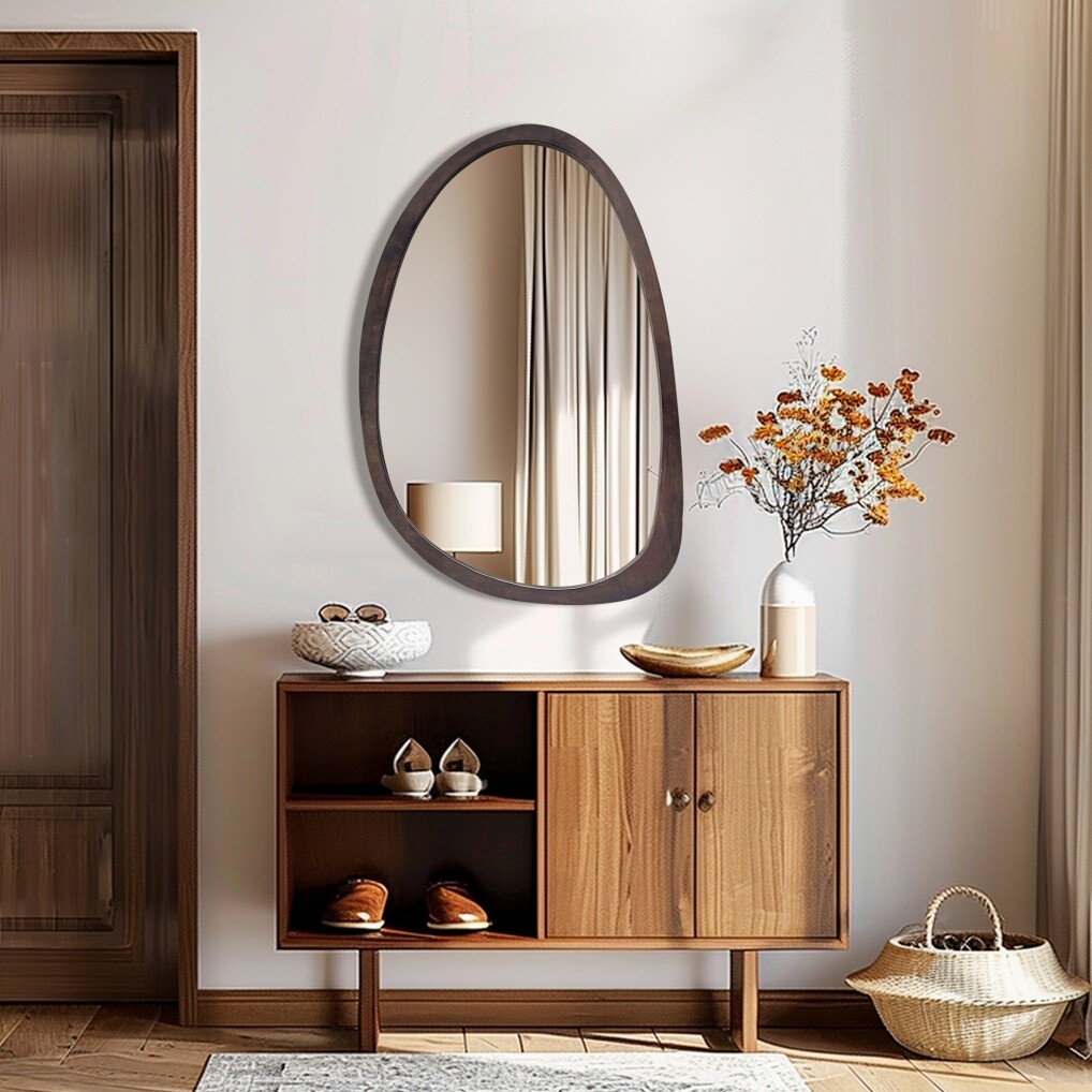Asymmetrical Mirror Irregular Mirror Wall Mirrors Wood Frame for Home Decorative