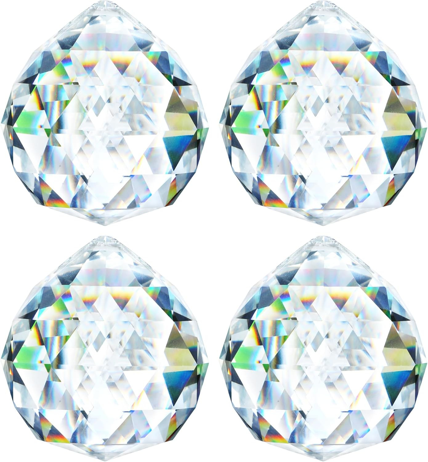 4 Pack 40MM Clear Crystal Prism Ball Suncatchers Rainbow Pendants Maker, Hanging