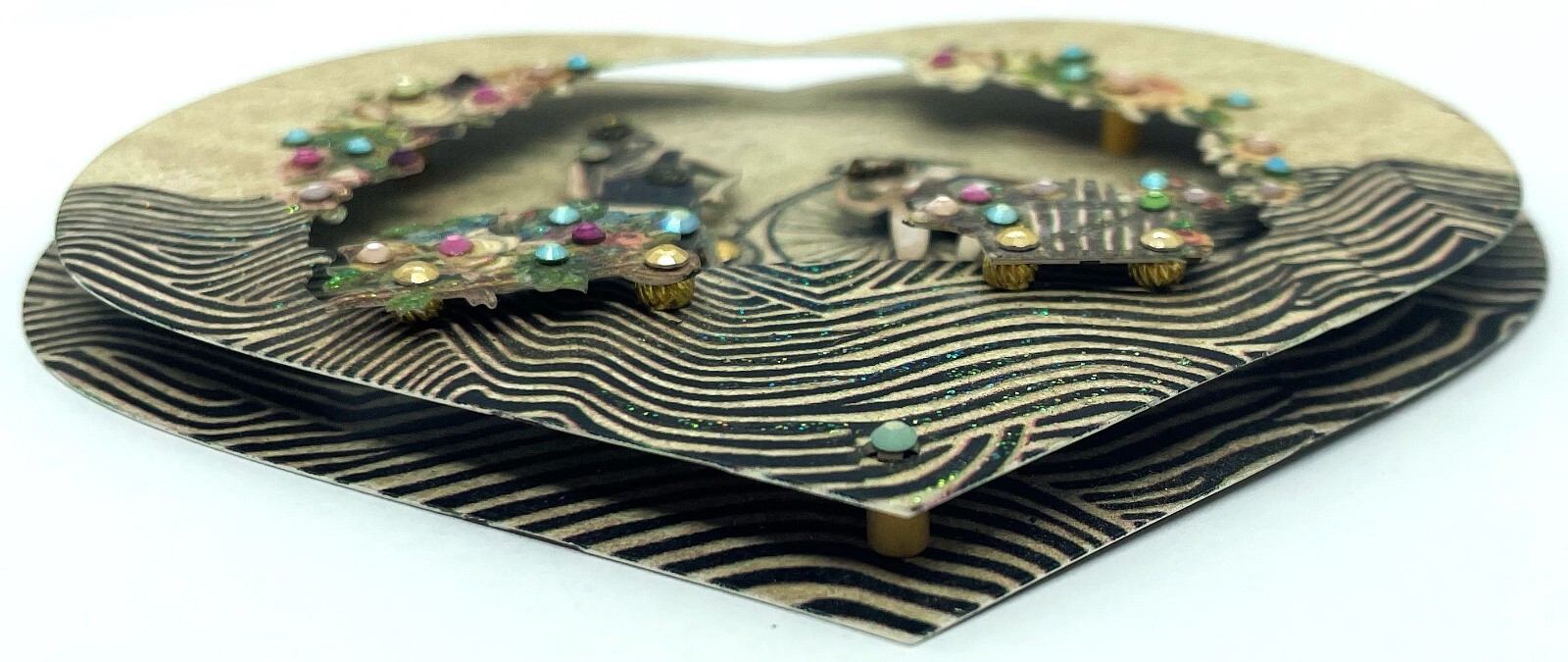 Michal Negrin Picture heart wall metal crystals woman retro Made in Israel