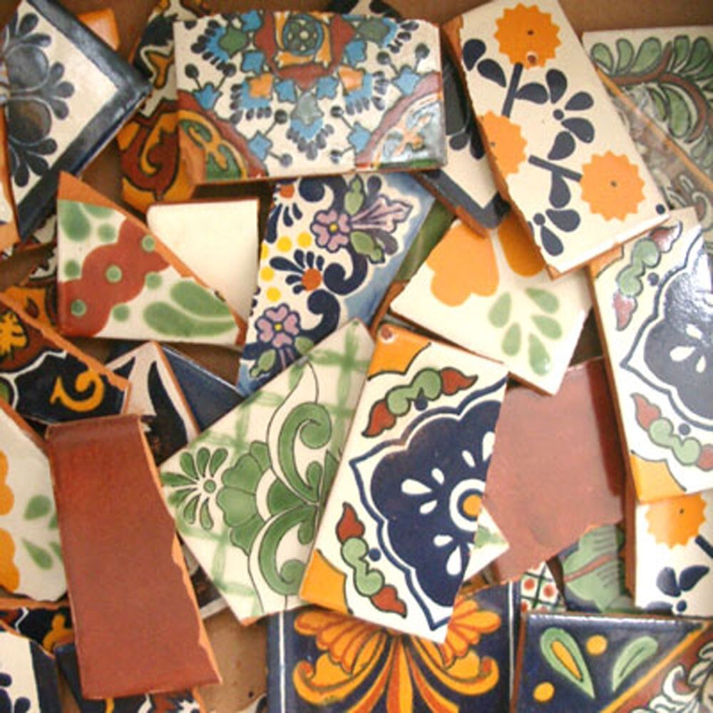 20 POUNDS BROKEN TILES FOR MOSAICS, TILES WITH DESIGN FOR MURALS TILEWORK #001