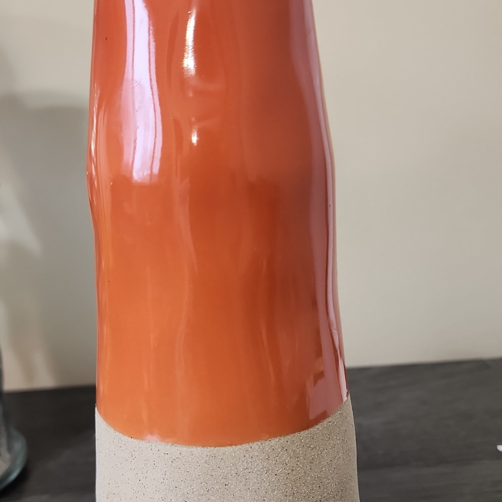 Orange Beige Ceramic Cylinder Modern Flower Vase Matte Glossy Finish