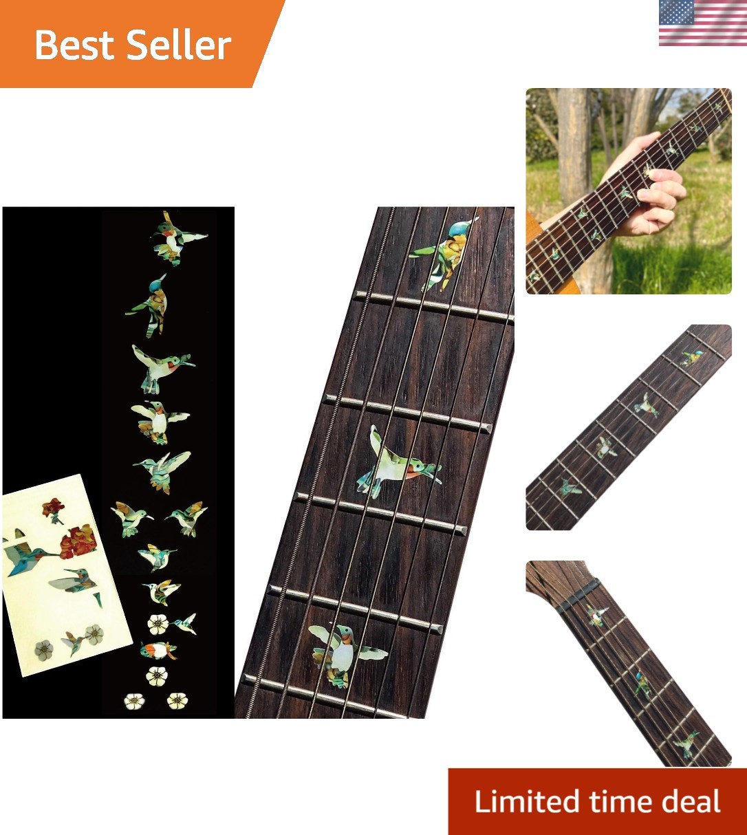 Inlaystickers Bee Hummingbirds – Fret Markers Inlay Stickers Decals for Guita…