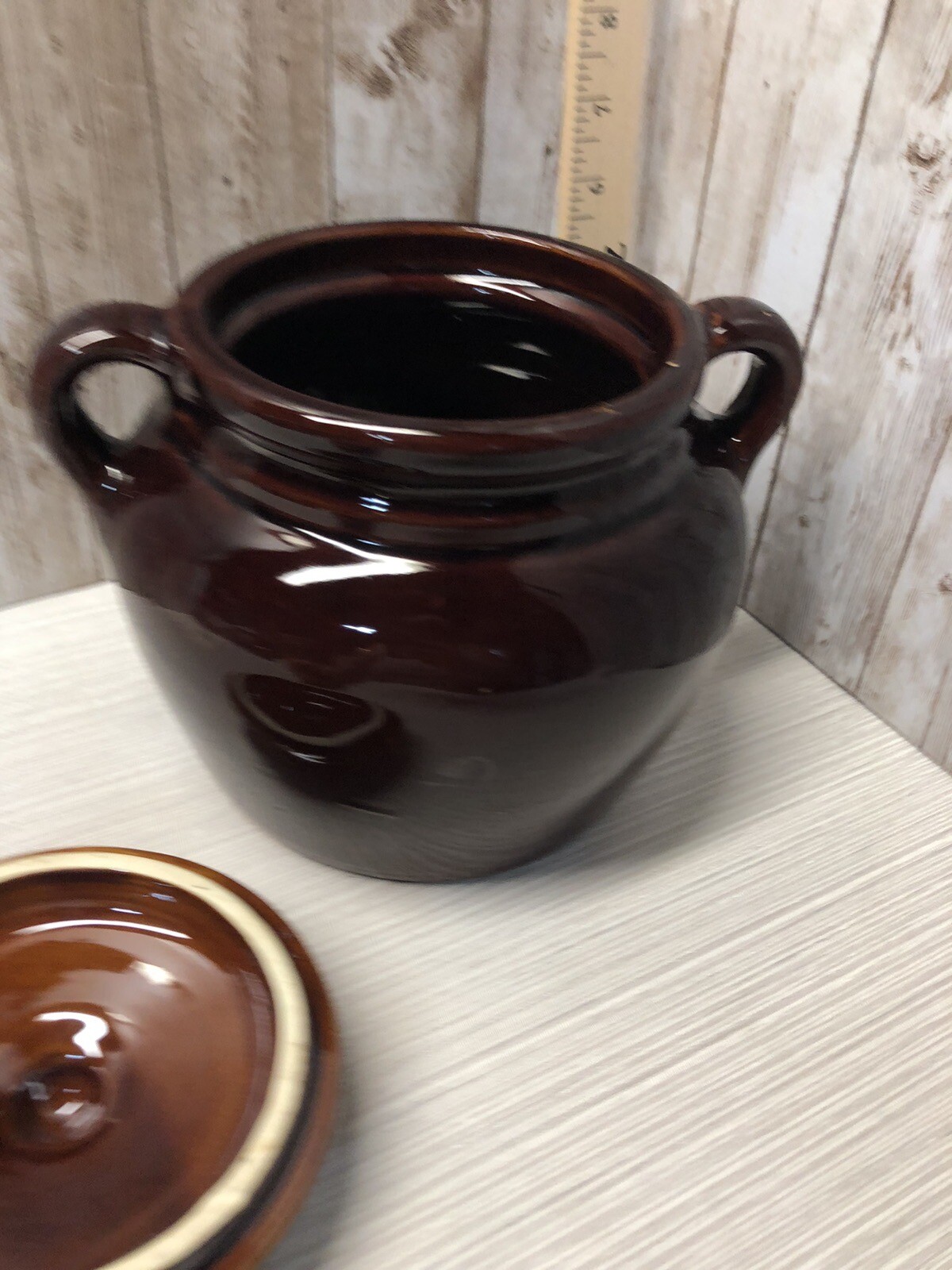 Vintage Cookie Crock Canister 70’s Brown Made in USA Pottery. Free Shipping
