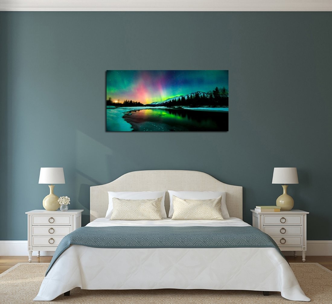 Stretched & Framed Aurora Scenery Canvas Wall Art – Ready to Hang Home Decor