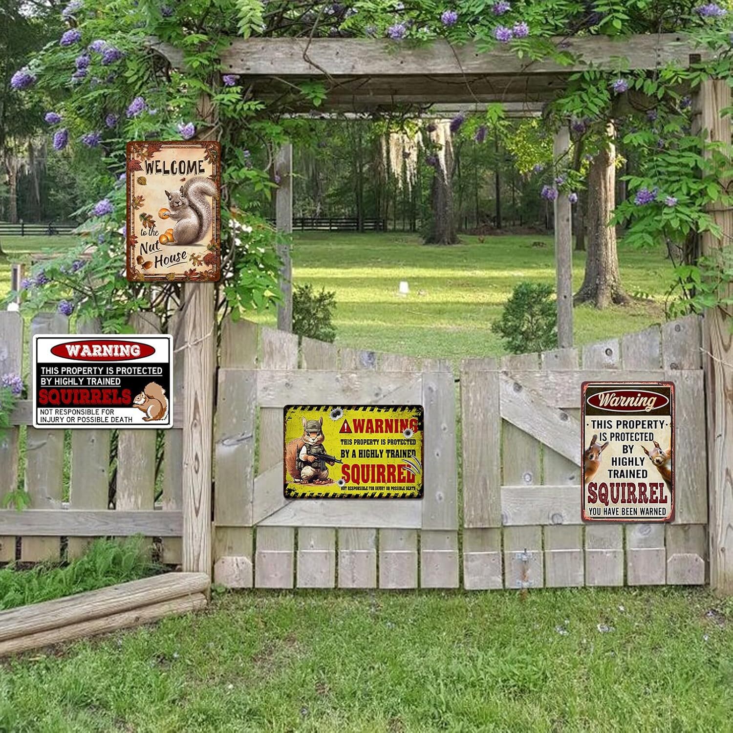 Funny Squirrel Tin Metal Signs 8×12 Inches for Outdoor Yard Garden Decor – Anima