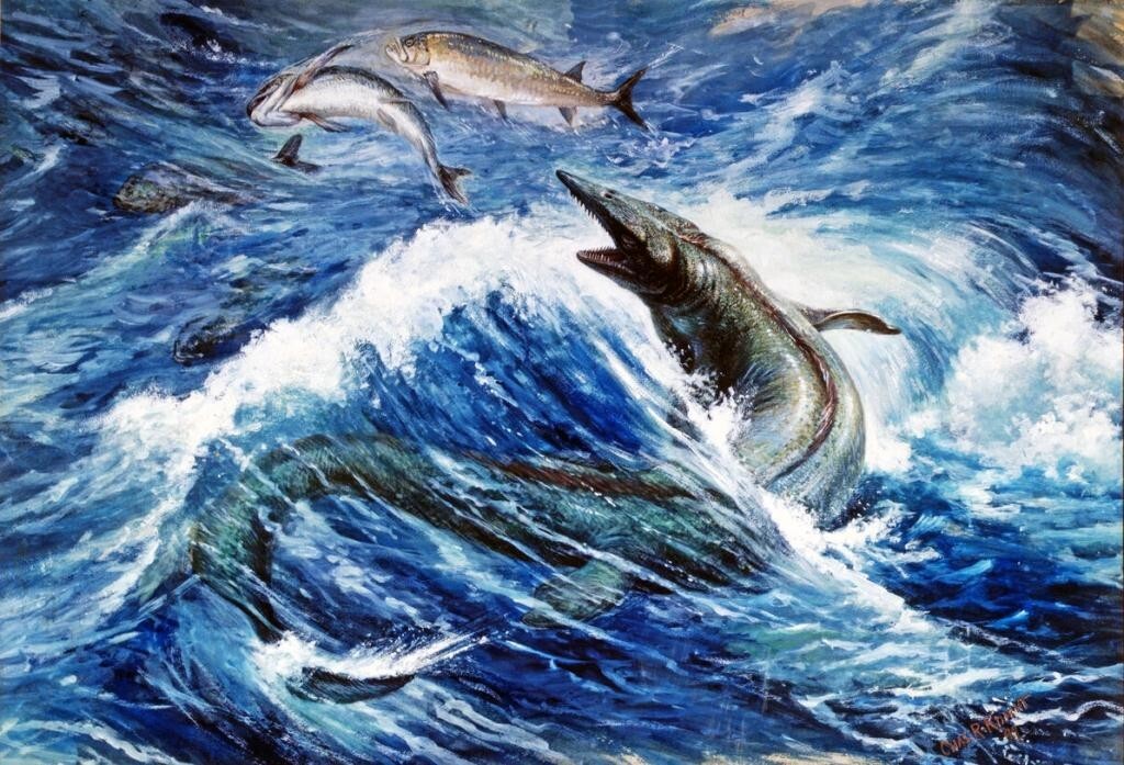 Tylosaurus Charles Knight 1899 Prehistoric Dinosaur Ocean Art Print Sea Décor
