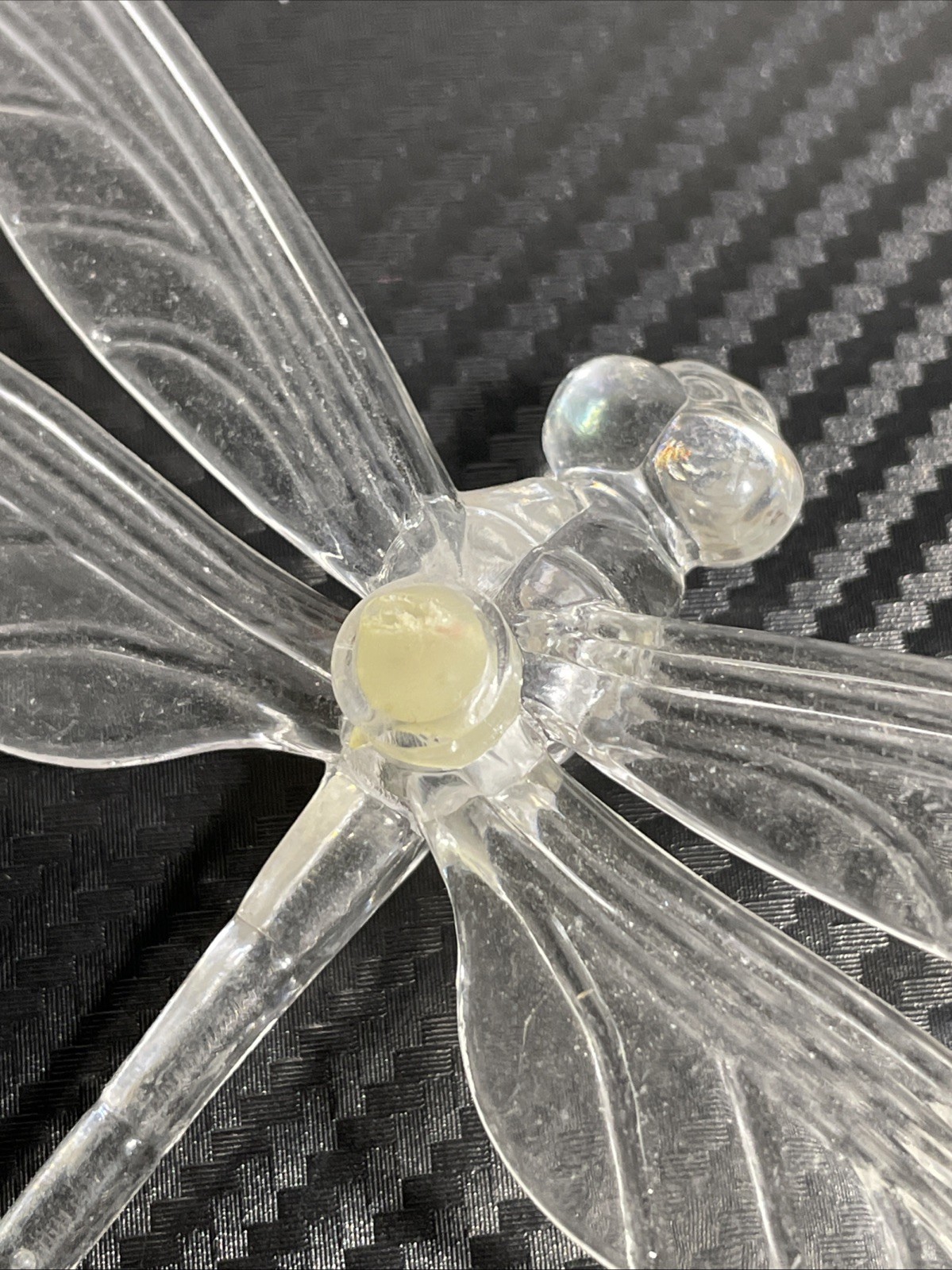 Dragonfly Craft Set Of 6 Clear Plastic Dragonflies 3”x 4” Each PreOwned