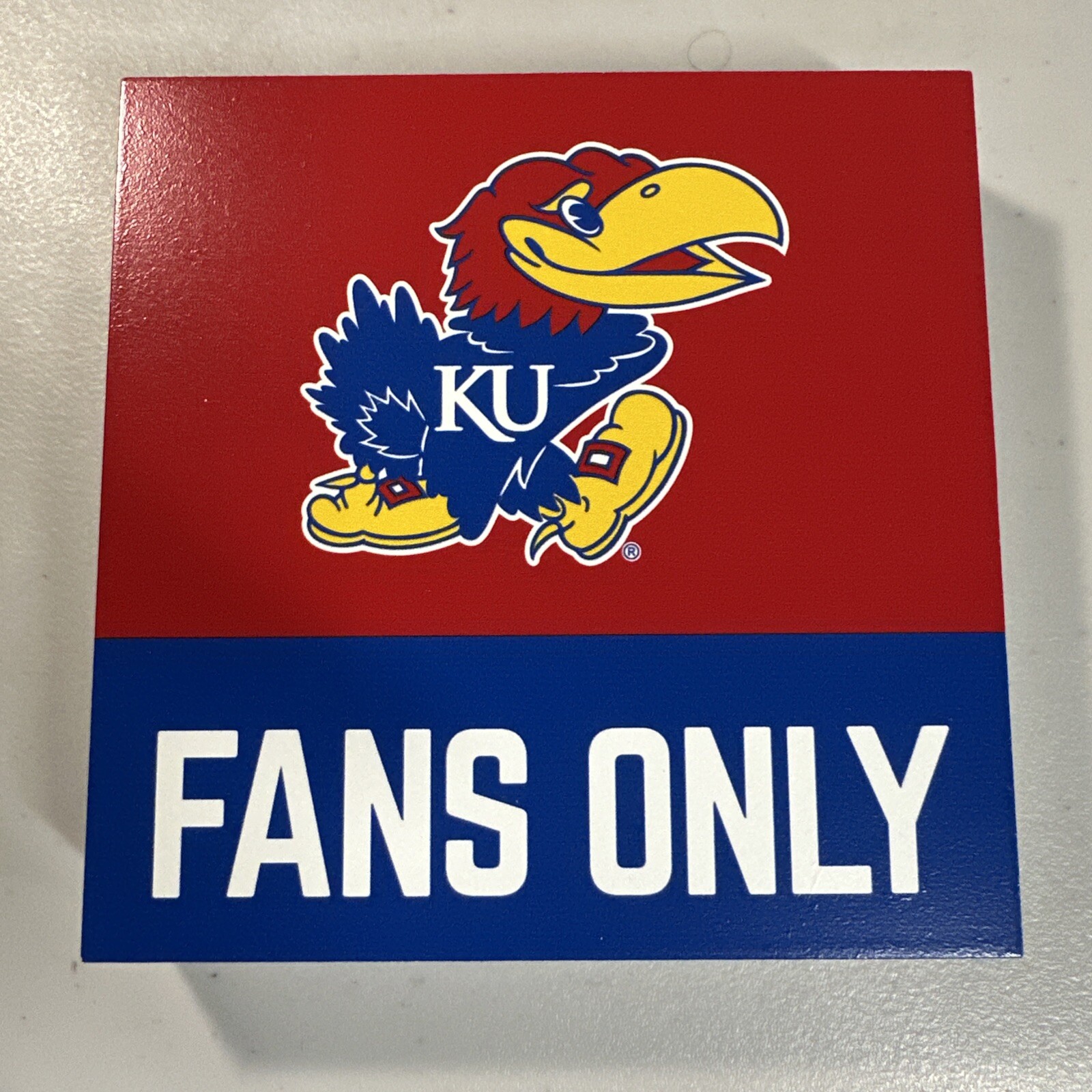 Kansas Jayhawks University P. Graham Dunn Wood Tabletop Block Sign 5×5”