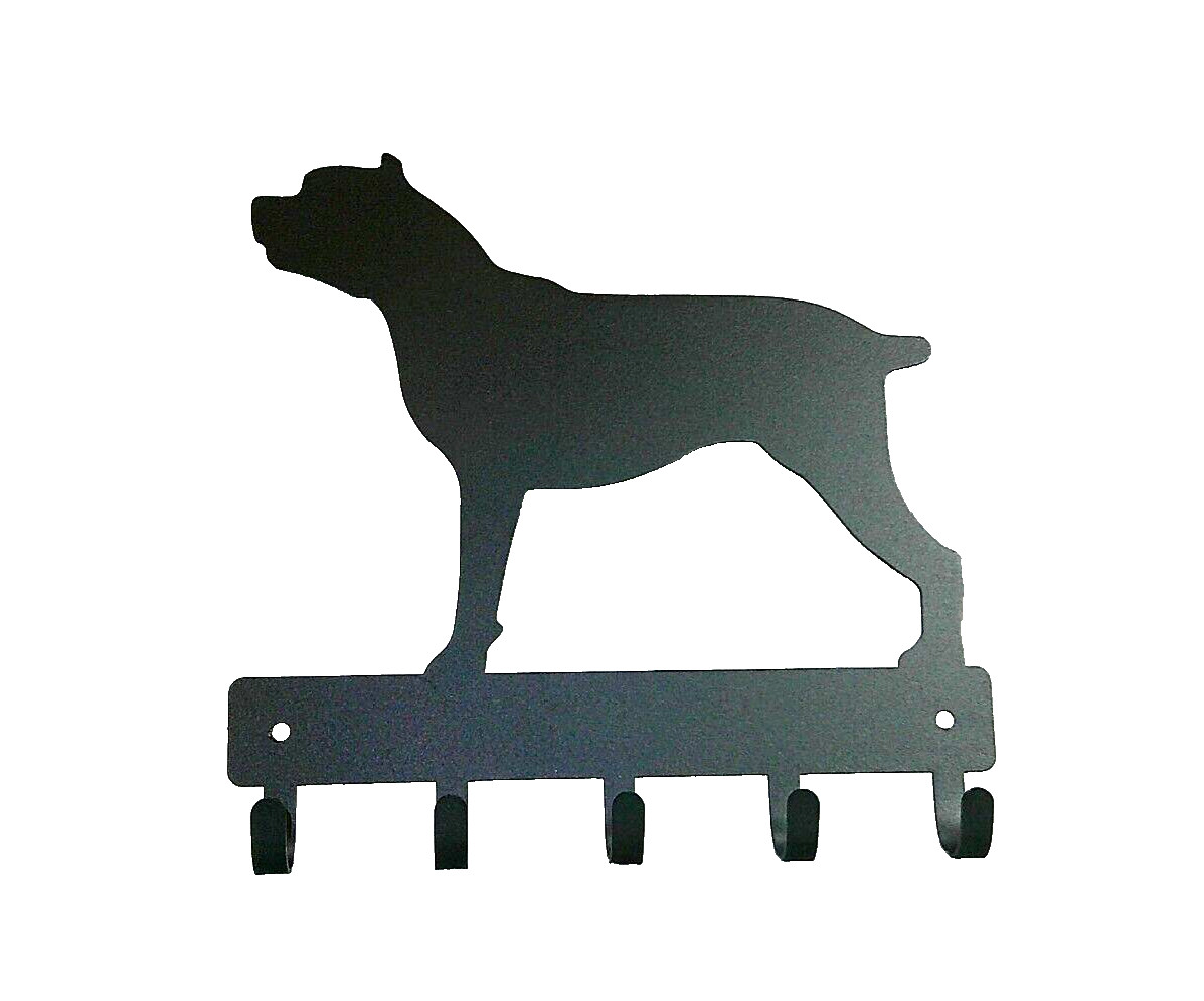 Dog Silhouette Metal Key Leash Rack 9 Inches Wide 5 Hooks