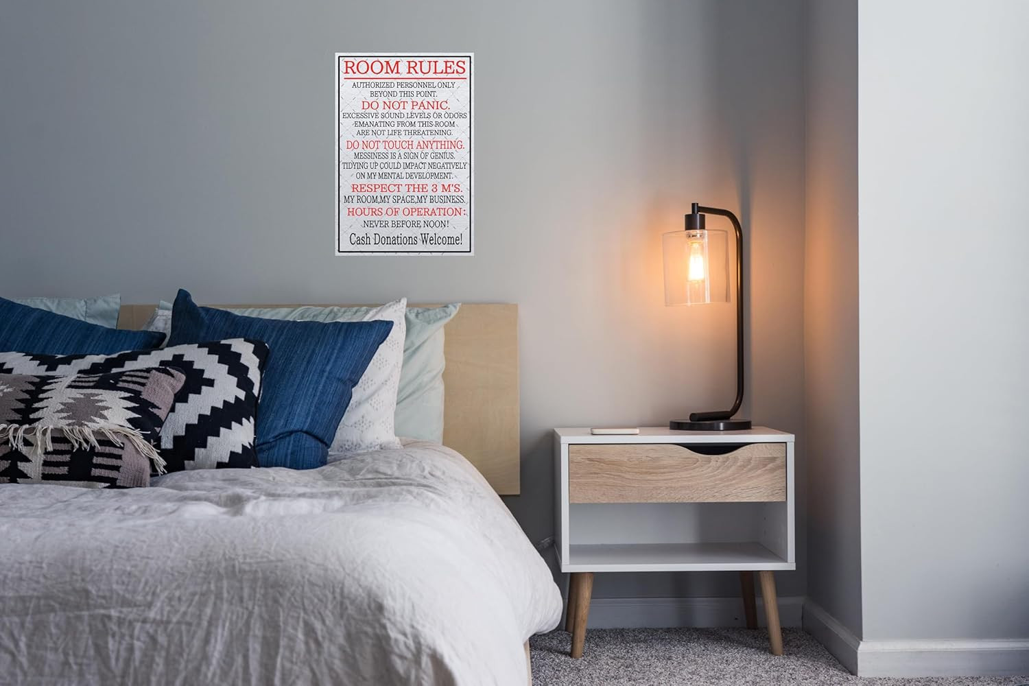 Metal Room Sign – Rules Signs Home Decor Wall Art 12X8 Inches