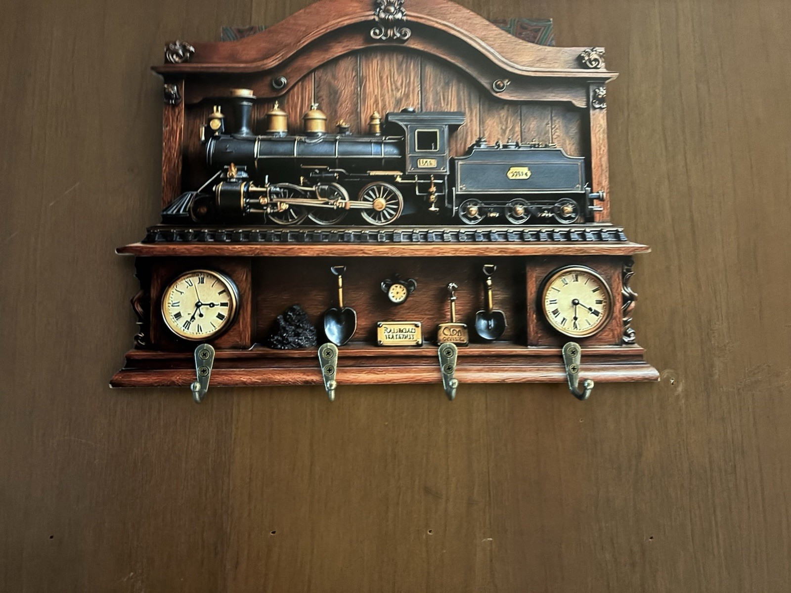 Vintage KEY HANGER/RACK Old Train Style,home Used large Size with Metalic Hooks