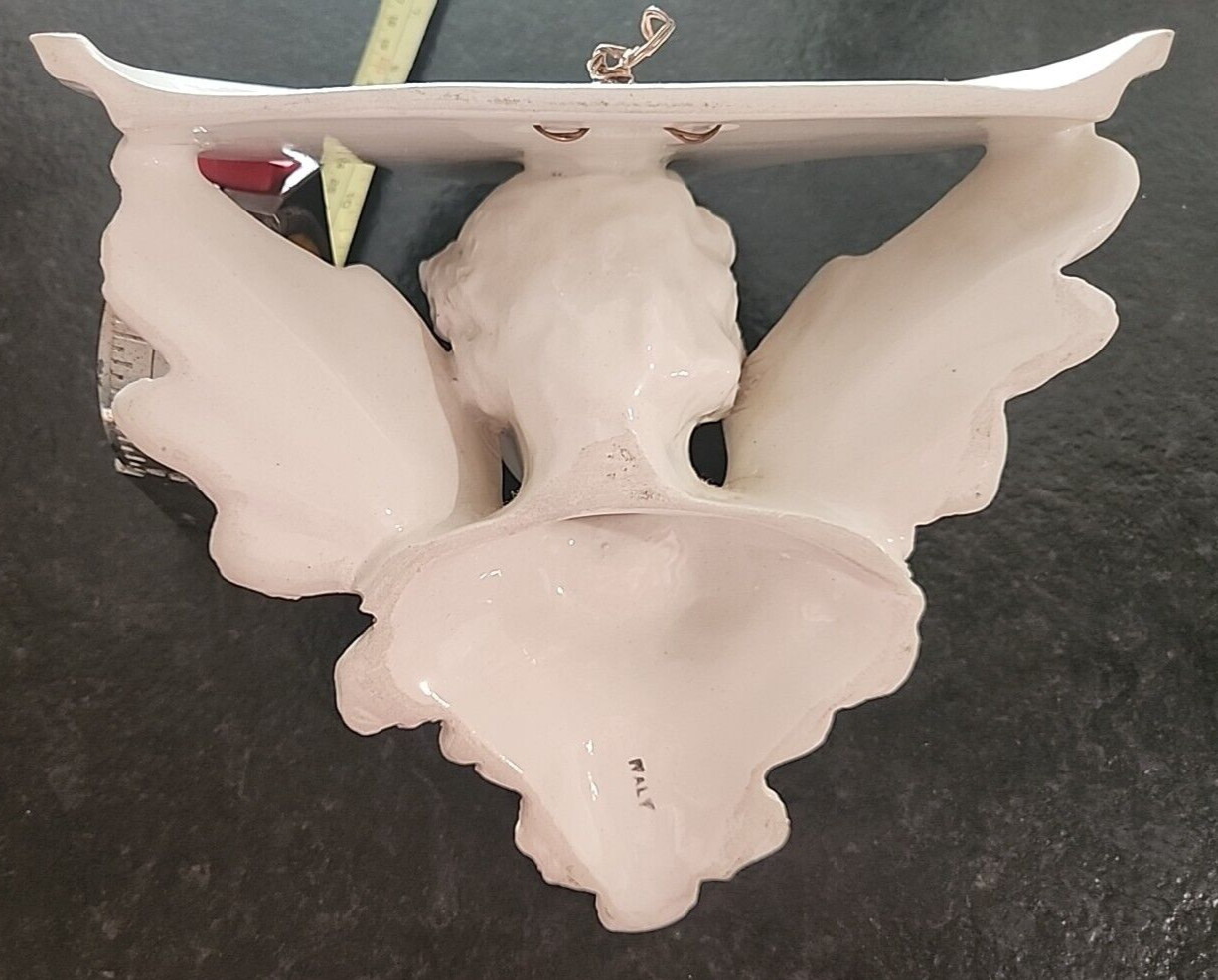 ITALIAN pottery CHERUB ANGEL Wall Hanging Shelf BRACKET white ceramic BELLISIMA!