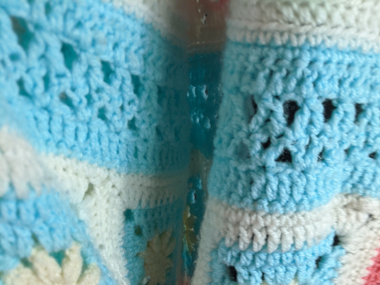 Pink White Afghan Blanket Roseanne Throw (62×54) Blue Granny Square