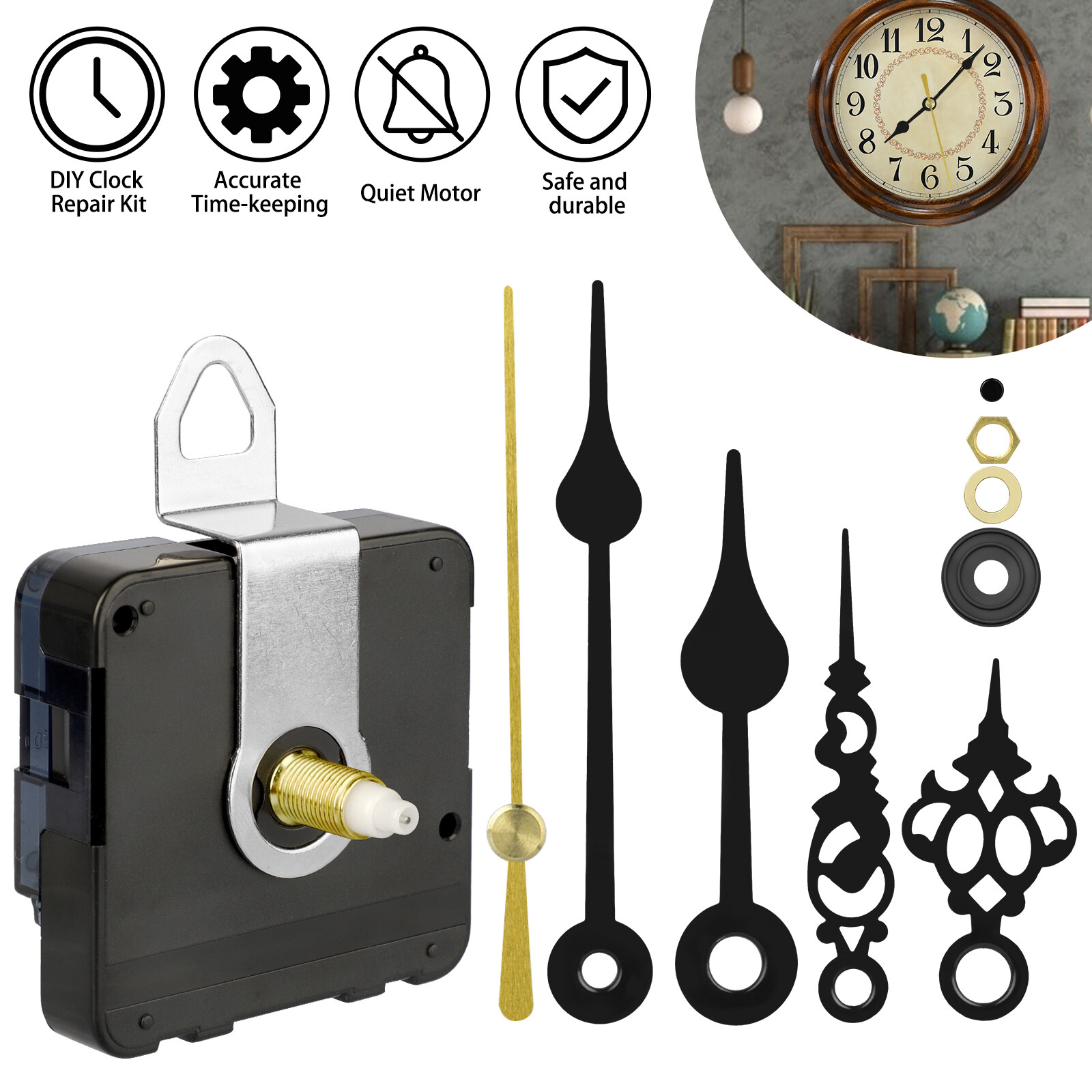 DIY Wall Quartz Clock Movement Mechanism Repair Replacement Hands Tool Parts Kit