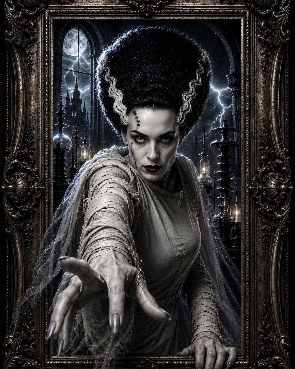 Bride of Frankenstein Poster Portrait Horror Gothic Wall Art Print Halloween