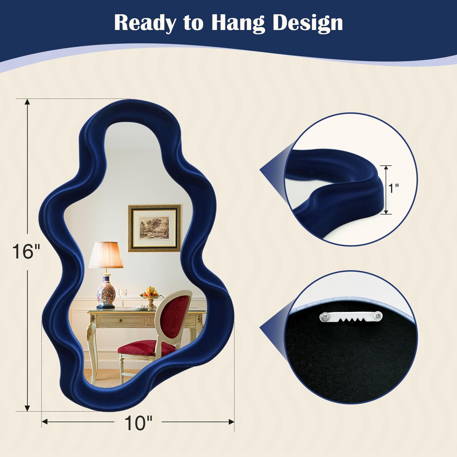 Irregular Wall Mirror Living Room Decor, Decorative Wavy Funky Mirrors with F…