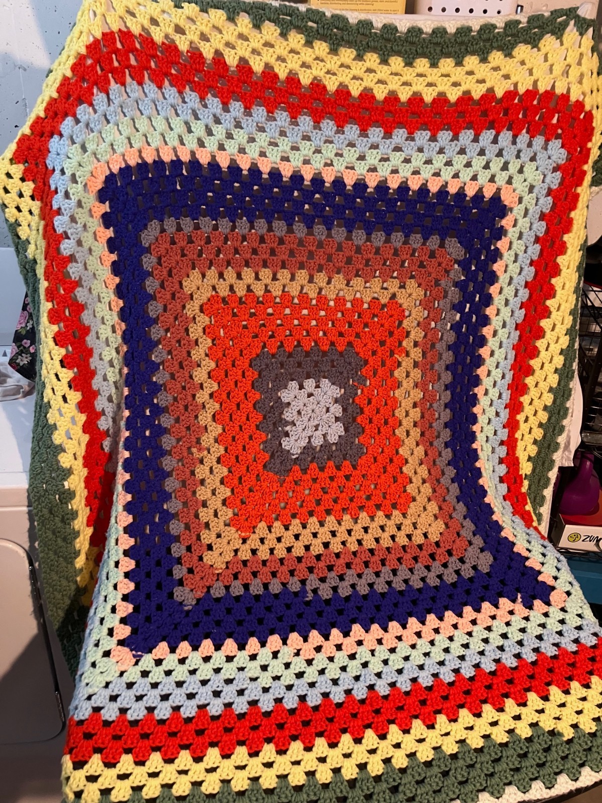 Handmade Crochet Granny Square Throw Blanket