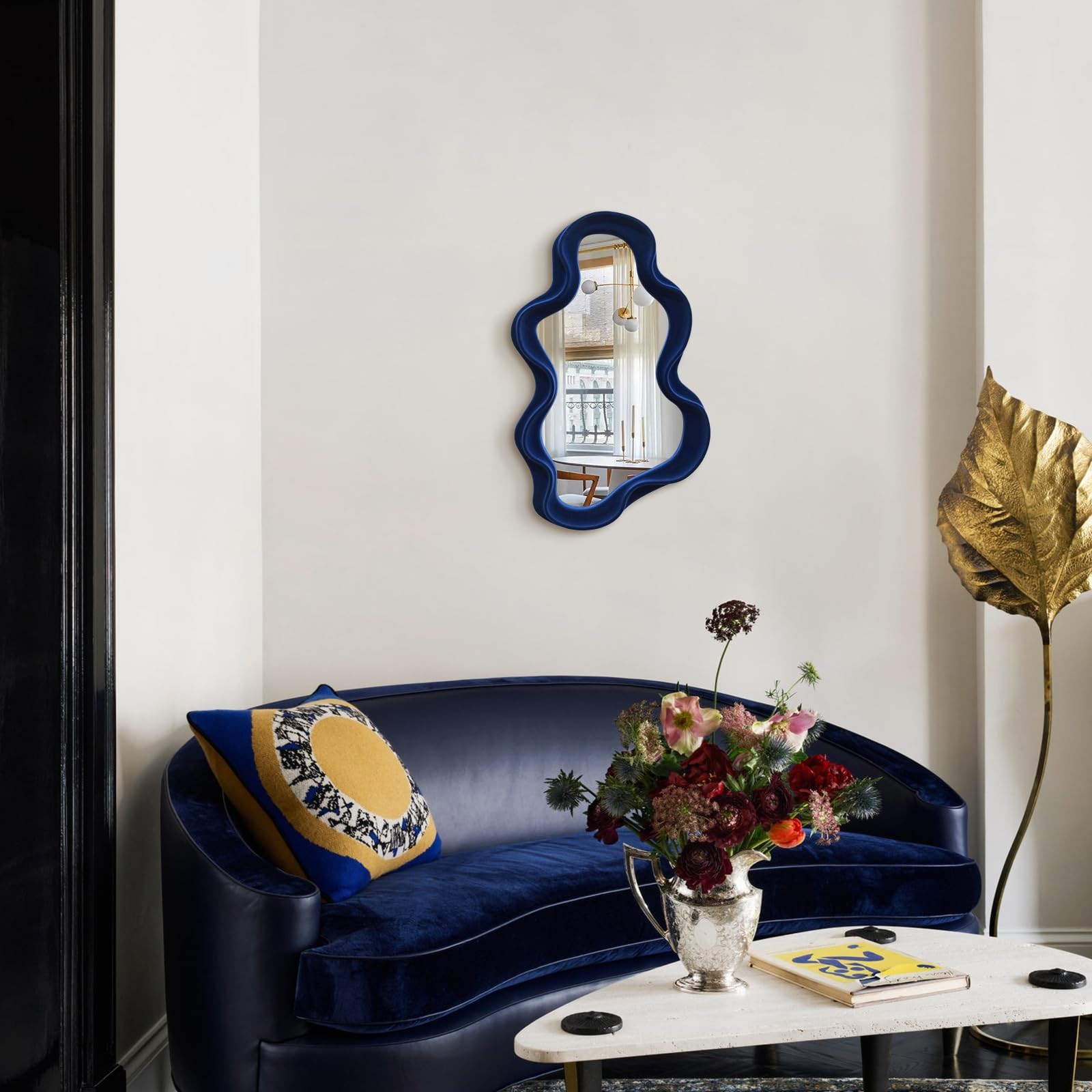 Irregular Wall Mirror Living Room Decor, Decorative Wavy Funky Mirrors with F…