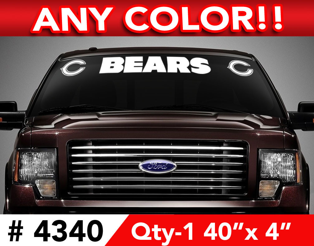CHICAGO BEARS “C” WINDSHIELD DECAL STICKER 40″x4″” ANY 1 COLOR