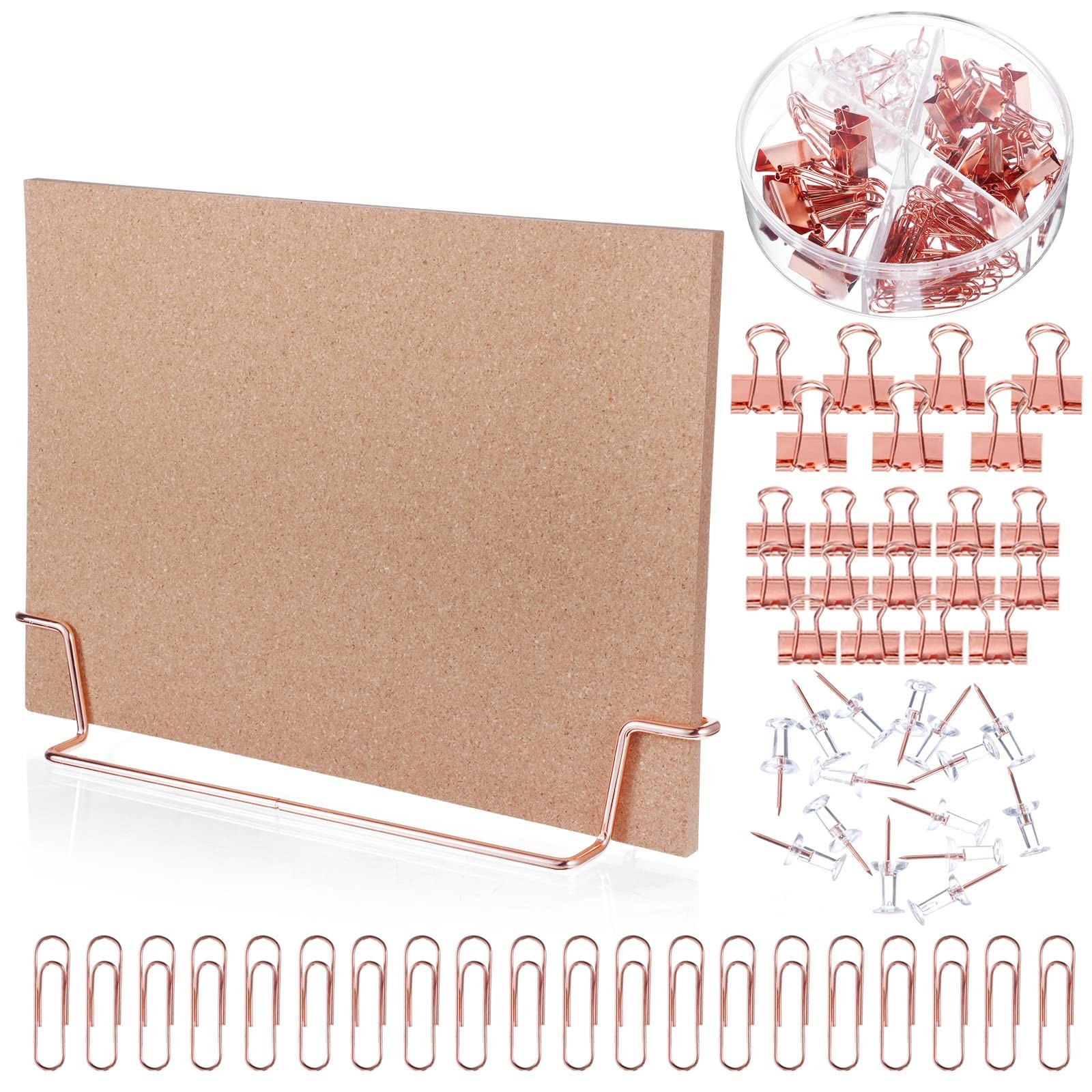12.6×9 Inch Rose Gold Small Desktop Cork Bulletin Board Metal Stand Double Sided