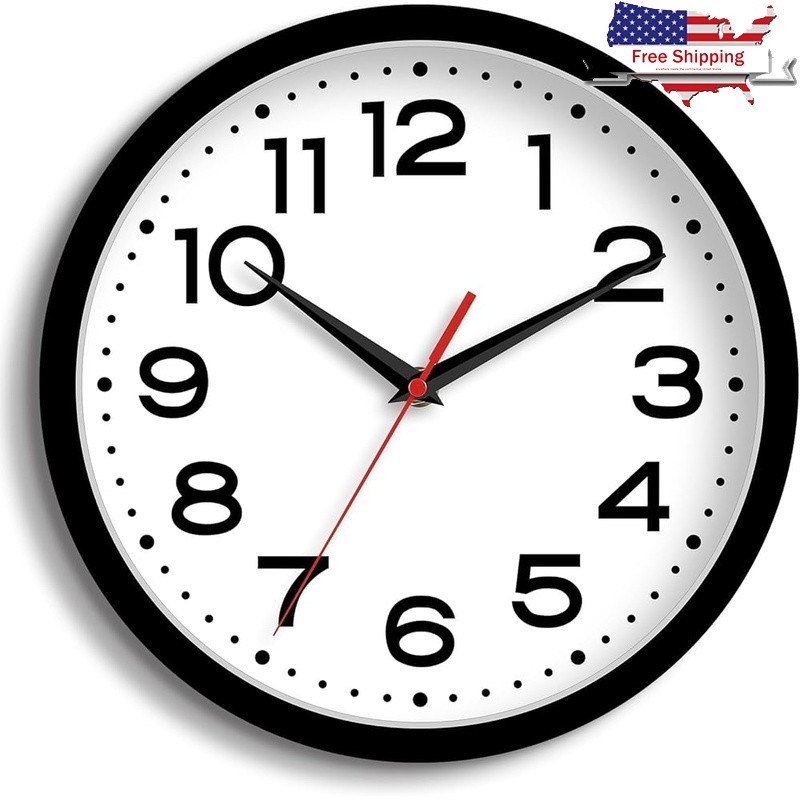 Silent Battery Powered Wall Clock Large Numbers Easy Read Indoor Outdoor New