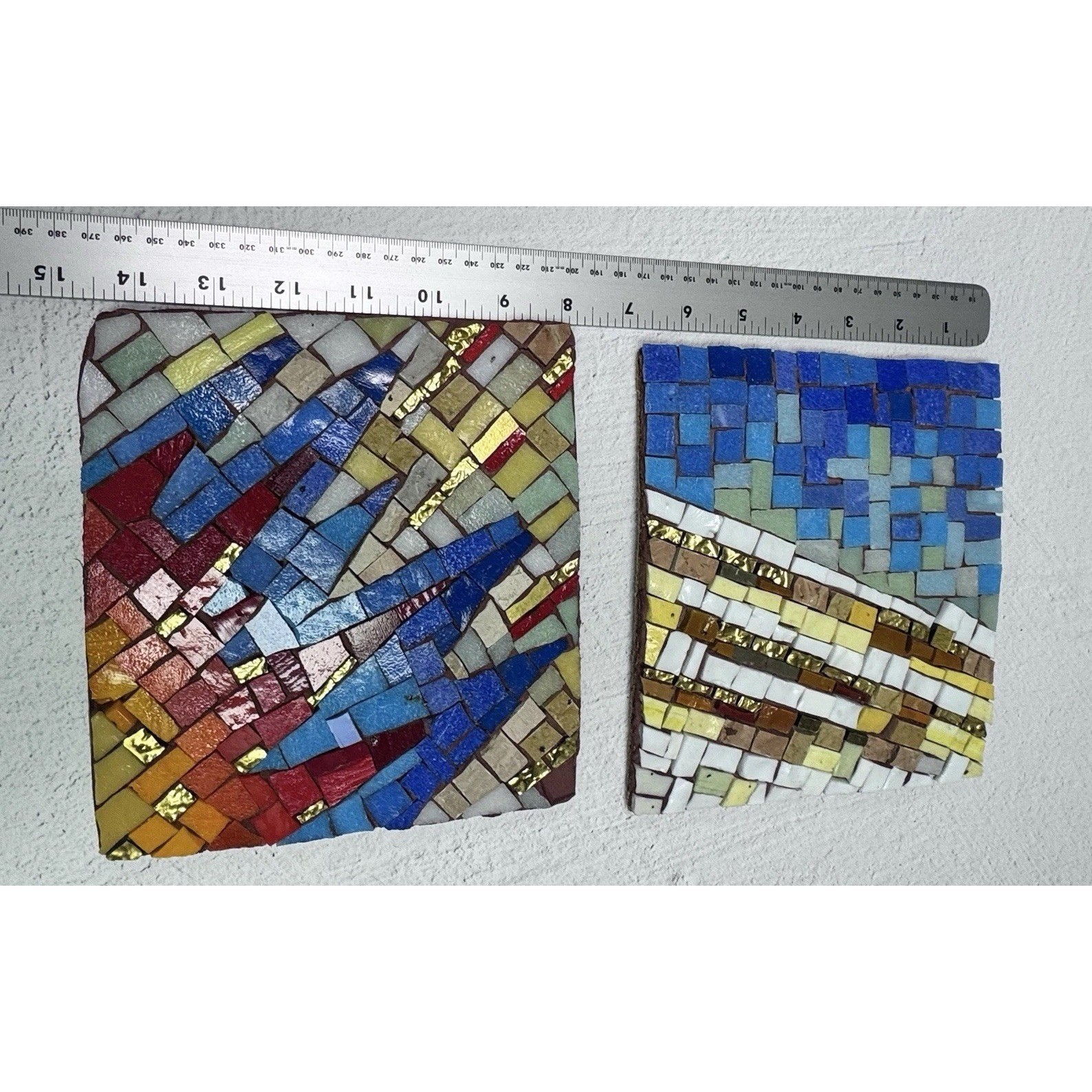 Artisan Mosaic Smalti Glass Tiles Colorful Abstract Andamento Wall Decor OOAK