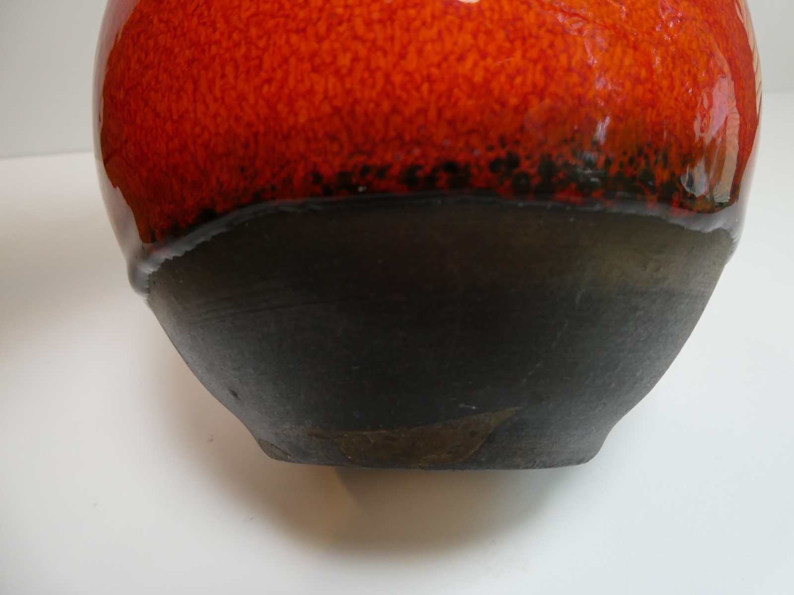 Crate & Barrel Red & Black ceramic vase combination glossy with matte finish