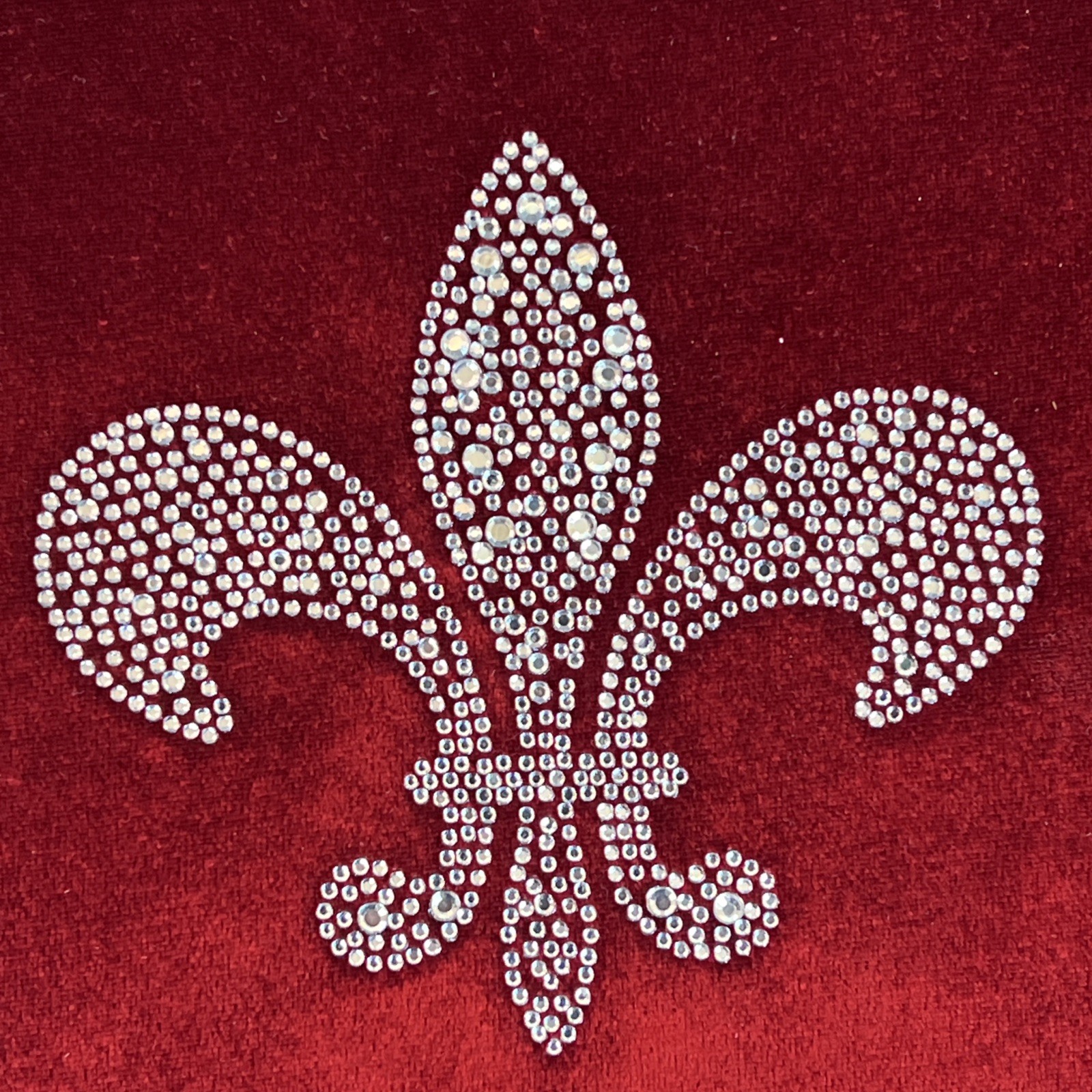 Velvet Fleur De Lis Wall Plaque Rhinestone Crystal Oval Decor 11×9 Burgundy