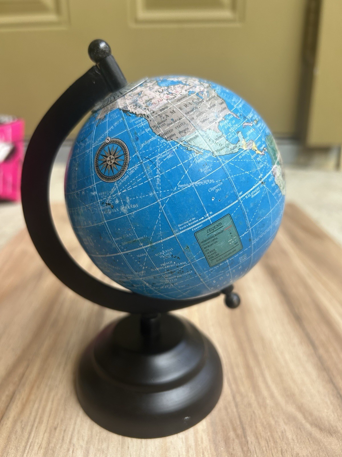 Tabletop Rotating World Globe, Blue Ocean, Black Base Included, Plastic