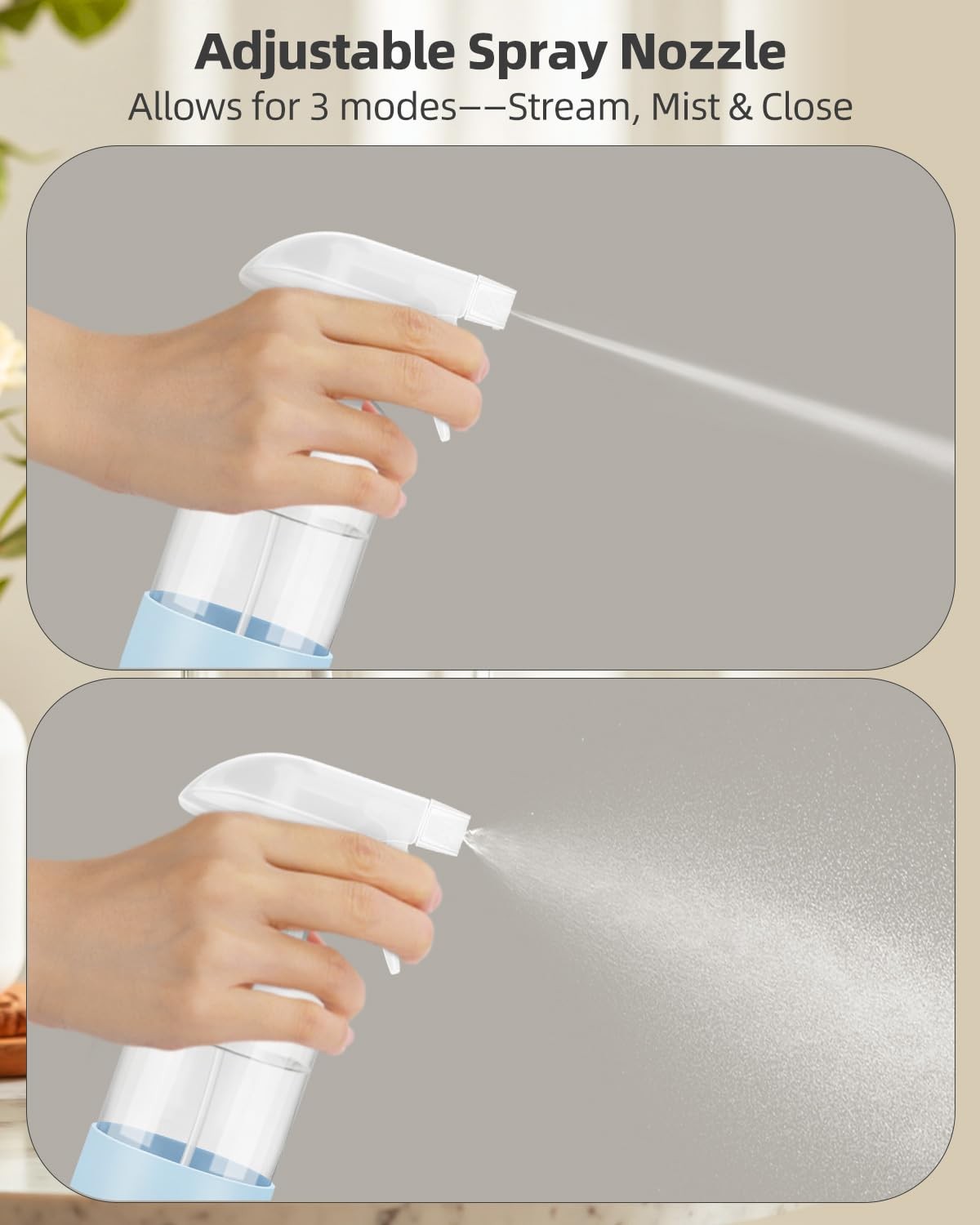 Worldgsb 2 Pack Glass Spray Bottles 8 oz, Empty Refillable Blue&Grey