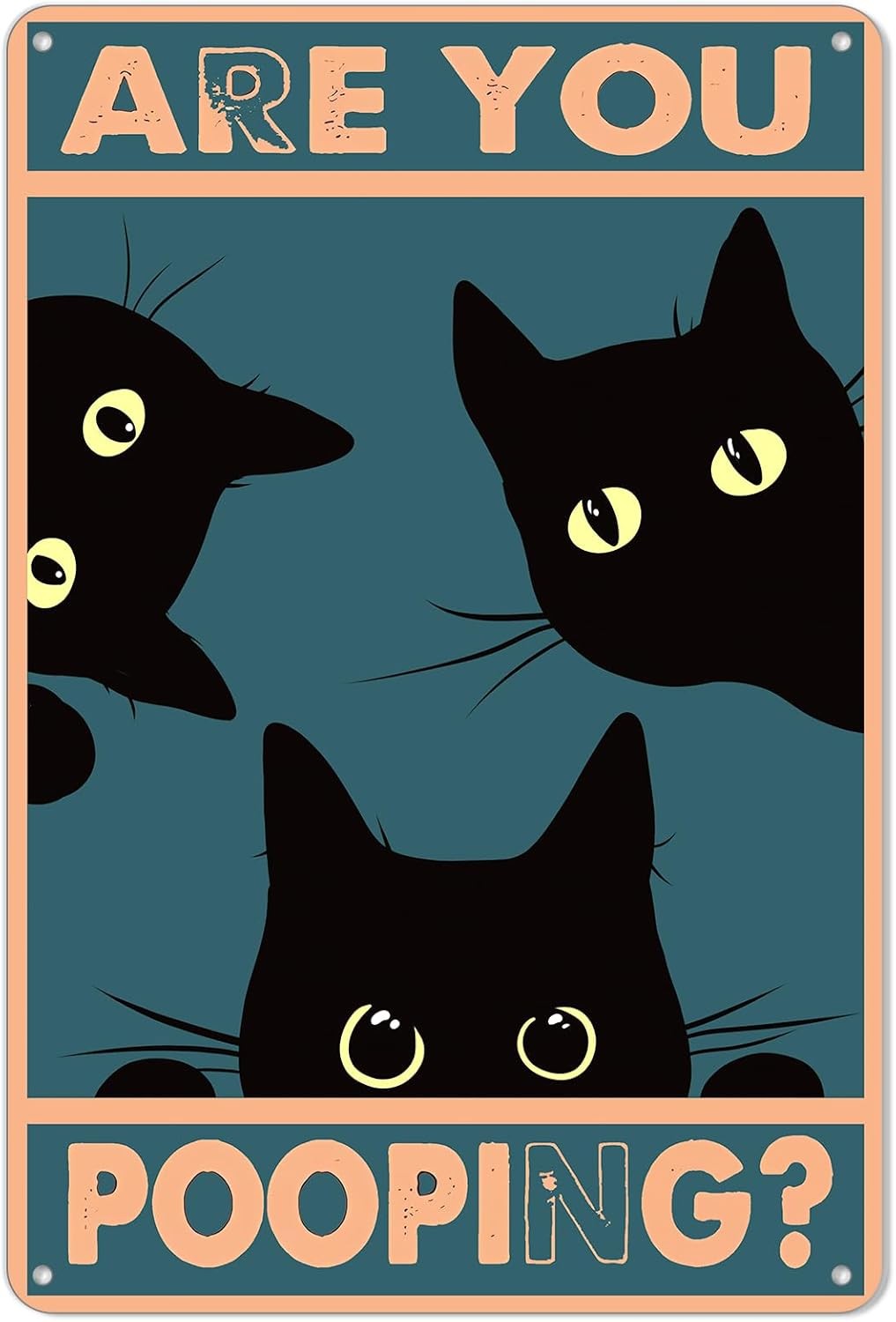 Black Cat Are You Pooping Funny Tin Signs Bathroom Wall Decor 8 x 12