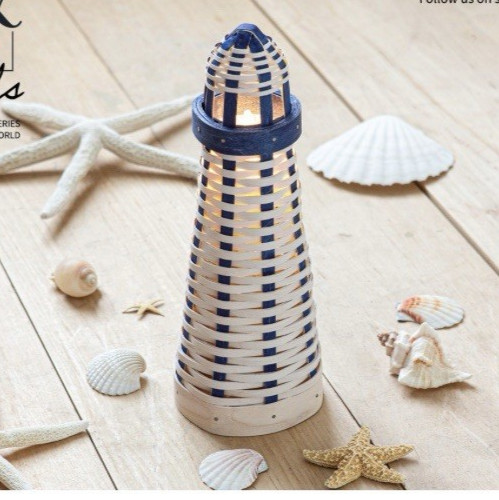 Dresden & Co. Woven Nautical Lighthouse w/Light-On Hand-SHIPS FREE!!!