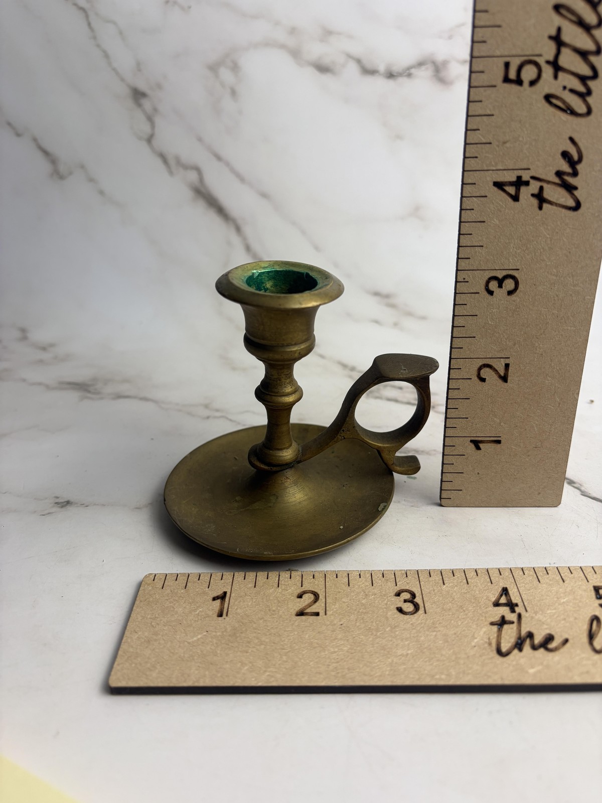Unmarked Gold Metal Candlestick Vintage Retro Small Chamberstick Holder Decor