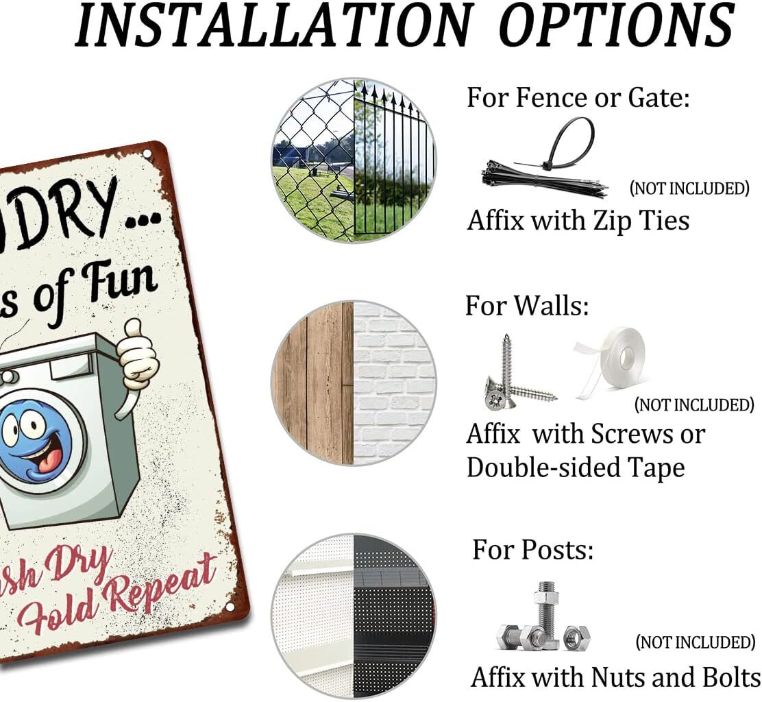 Laundry Tin Metal Signs Modern, Contemporary Funny Laundry & Bathroom Signs