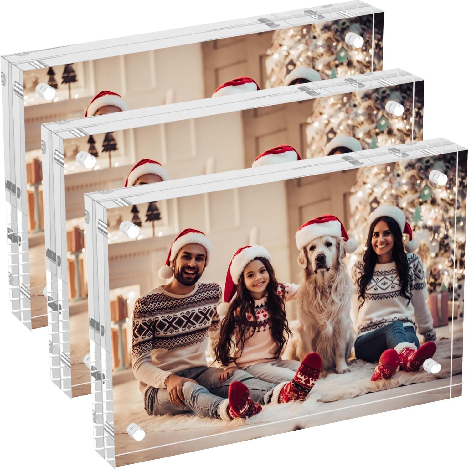 3 Pack Acrylic Picture Photo Frame Magnetic 5×7″ Clear Free standing 5×7 Inch