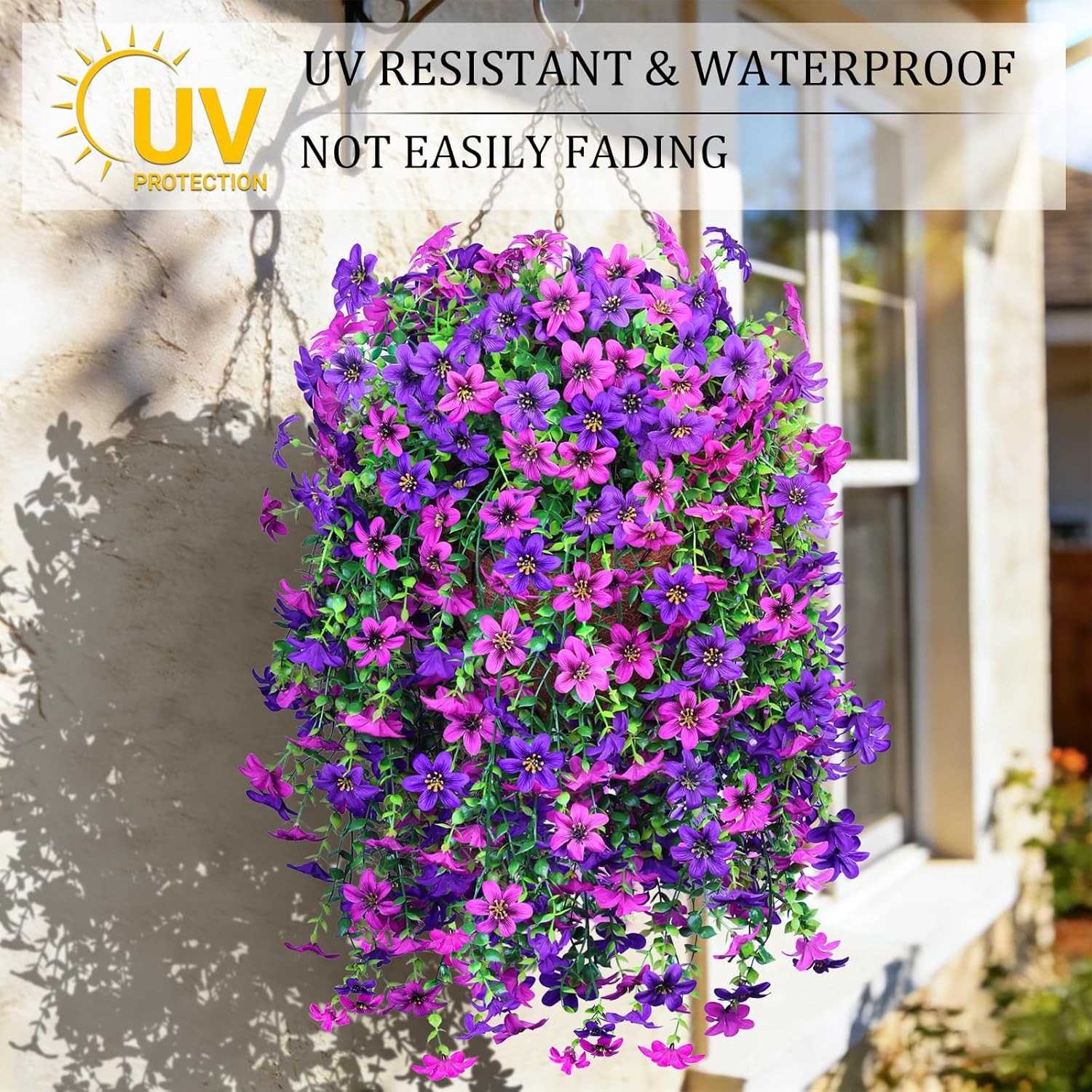 6Pcs Artificial Hanging Flowers Faux Plants Spring Porch Decor for Outdoors USA