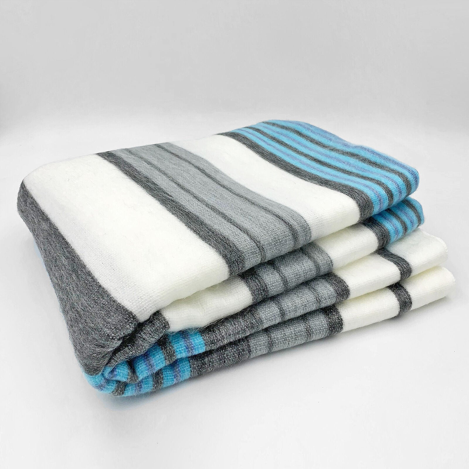 SOFT & WARM STRIPED ALPACA LLAMA WOOL BLANKET PLAID 90″x65″ QUEEN