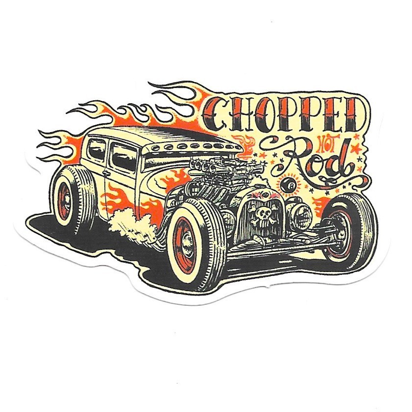 Chopped Hot Rod Vinyl Sticker Decal Retro Flame Kustom Kulture Rat Rod