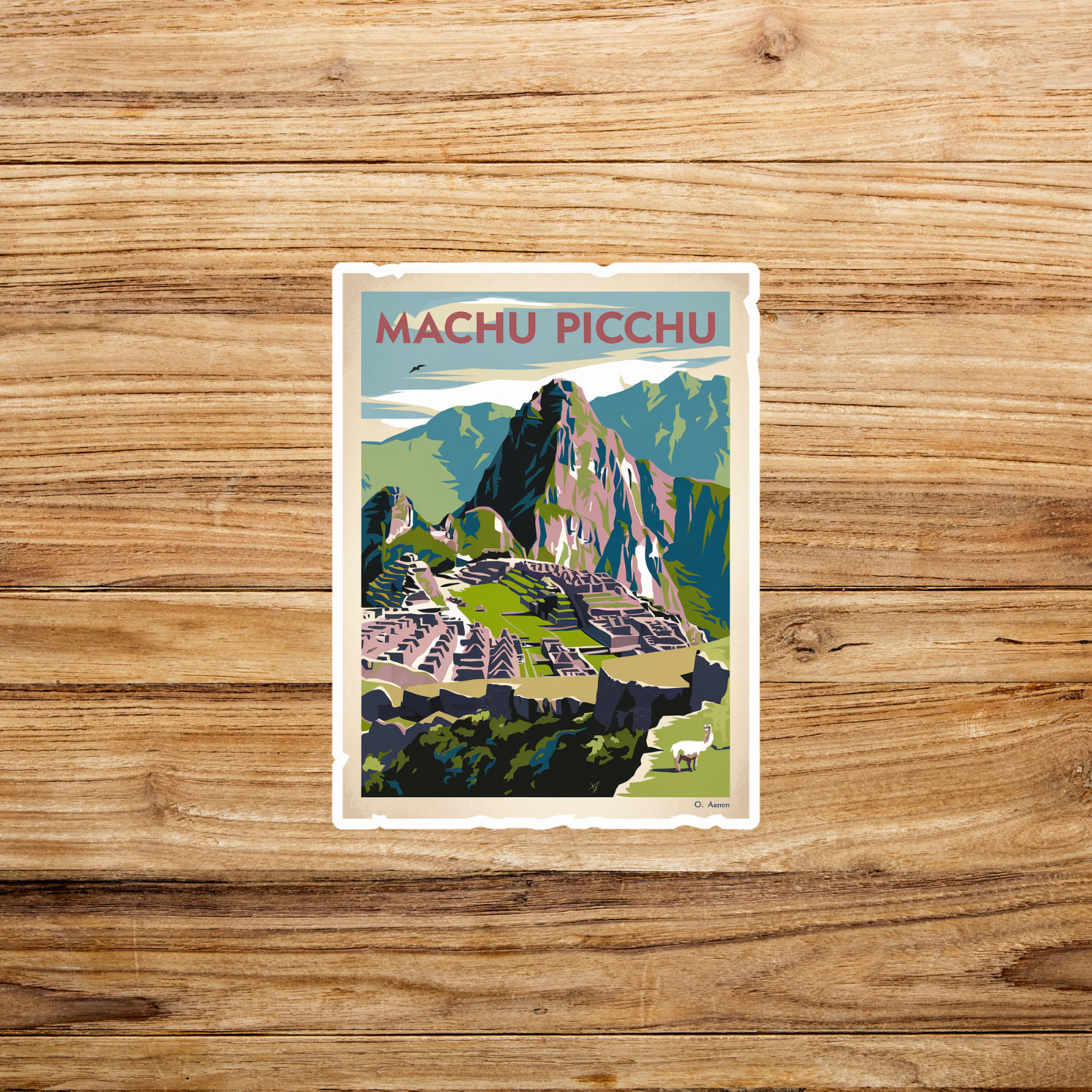 Machu Picchu Peru Vintage Travel sticker – Colorful Inca Ruins Wall Art Sticker