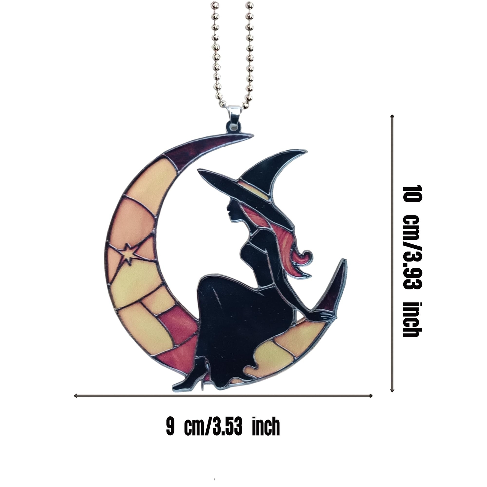 Moon Witch Car Hanging Ornament Cute Rear View Mirror Decoration Mirror Charm…