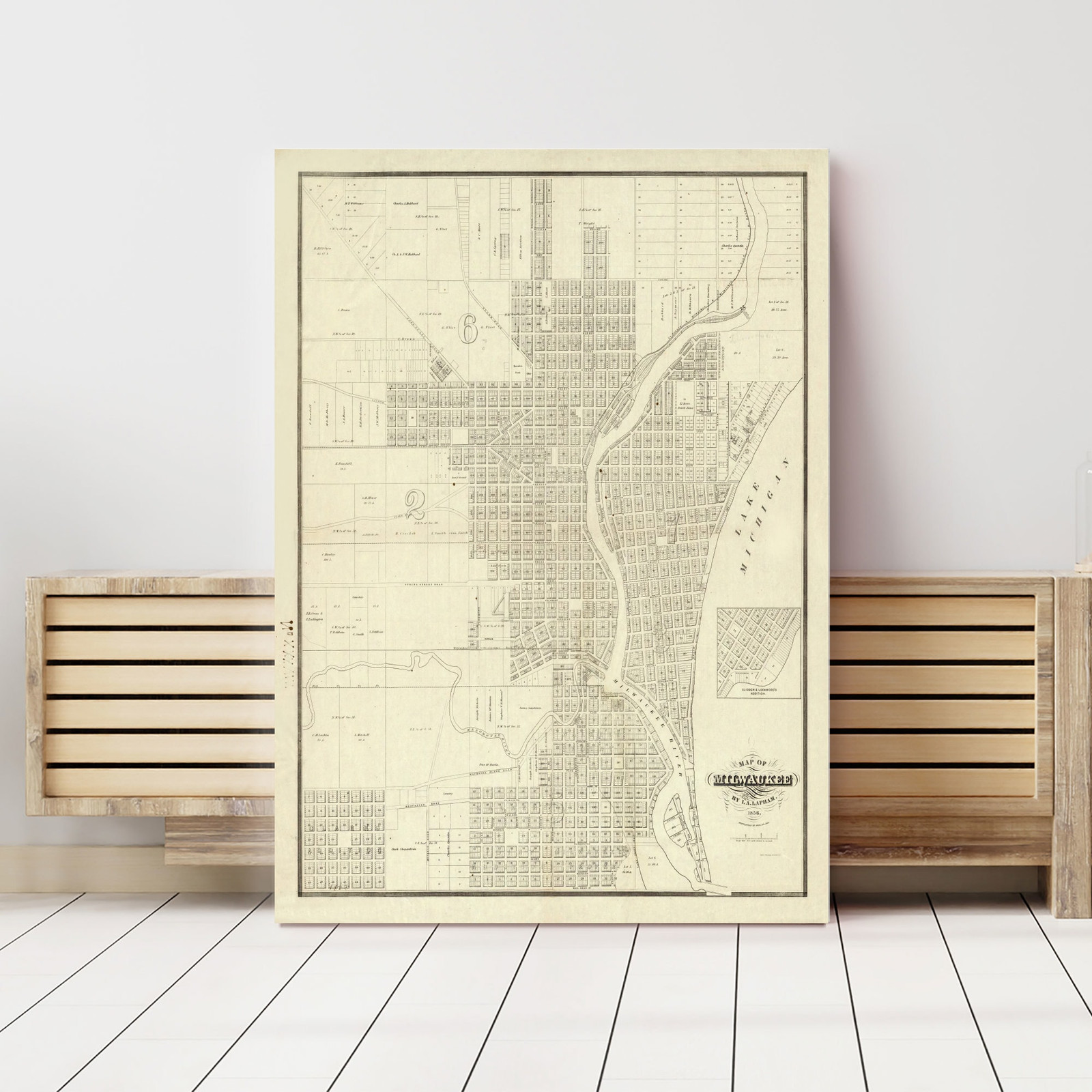 Old Map of Milwaukee, WI 1856 – Vintage Milwaukee Wisconsin
