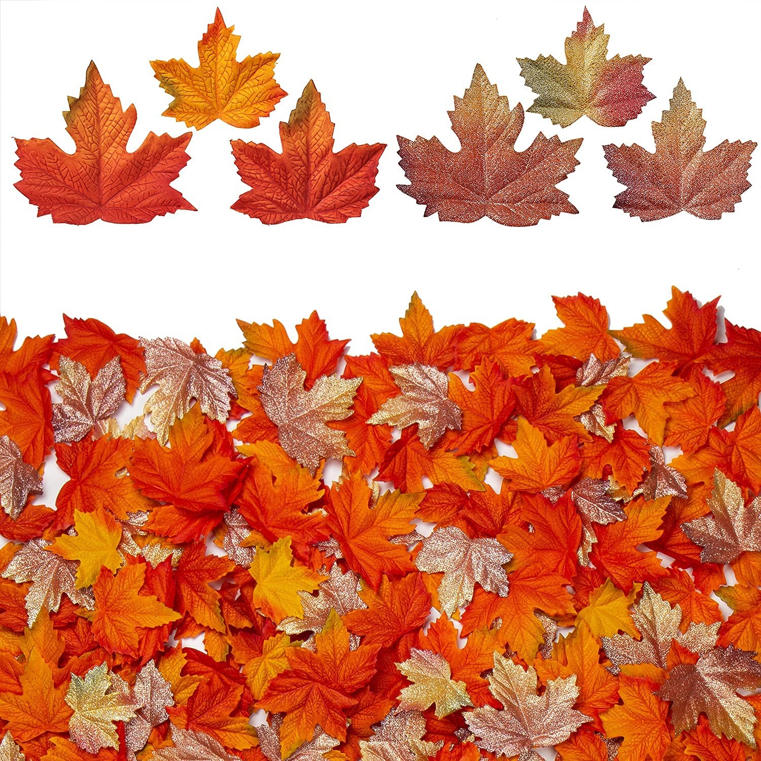 150 Pcs Fake Fall Maple Leaves Assorted Color Silk Artificial Autumn Leaf