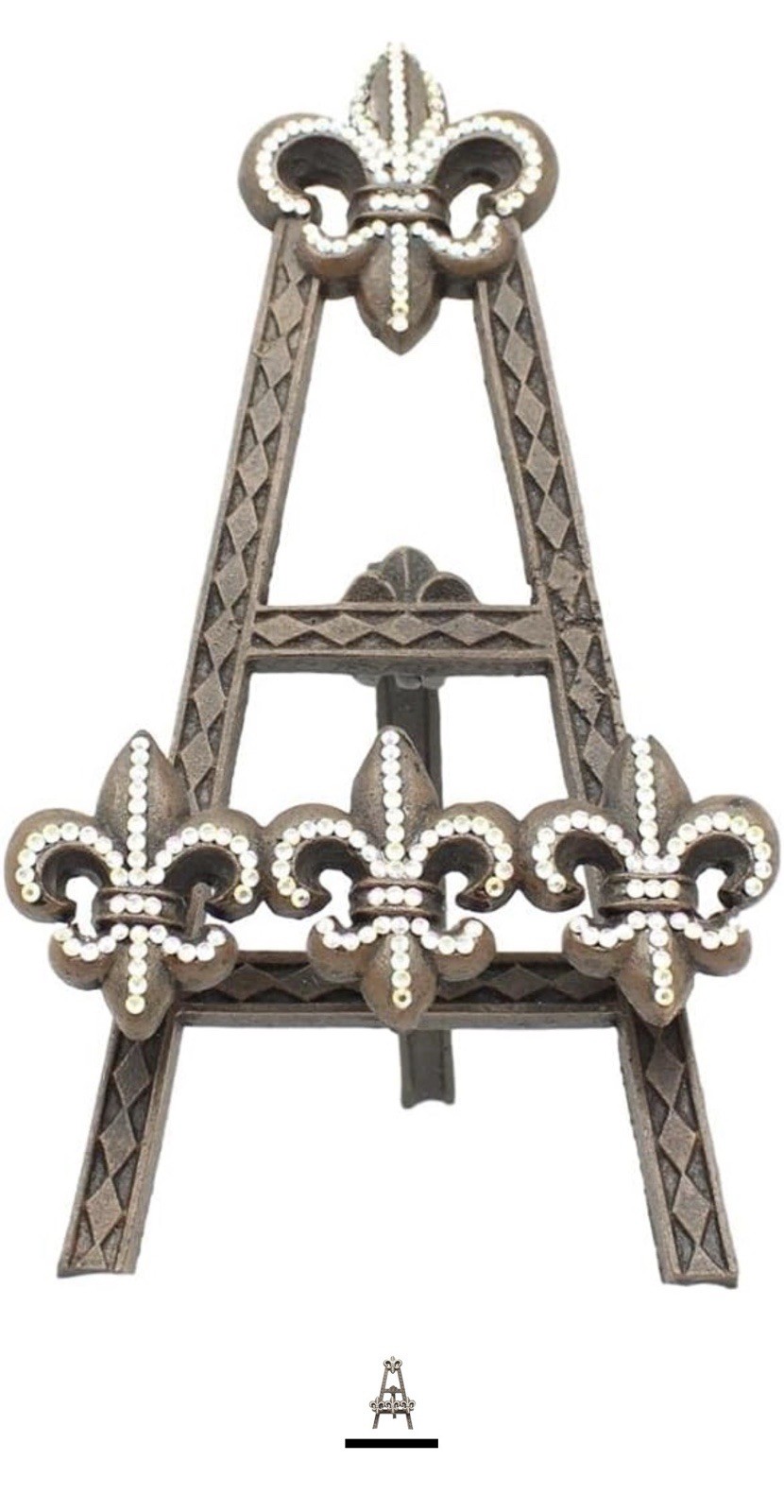 Western Moments Ornate Metal Display Easel w/ Crystal Accents, Freestanding 11in