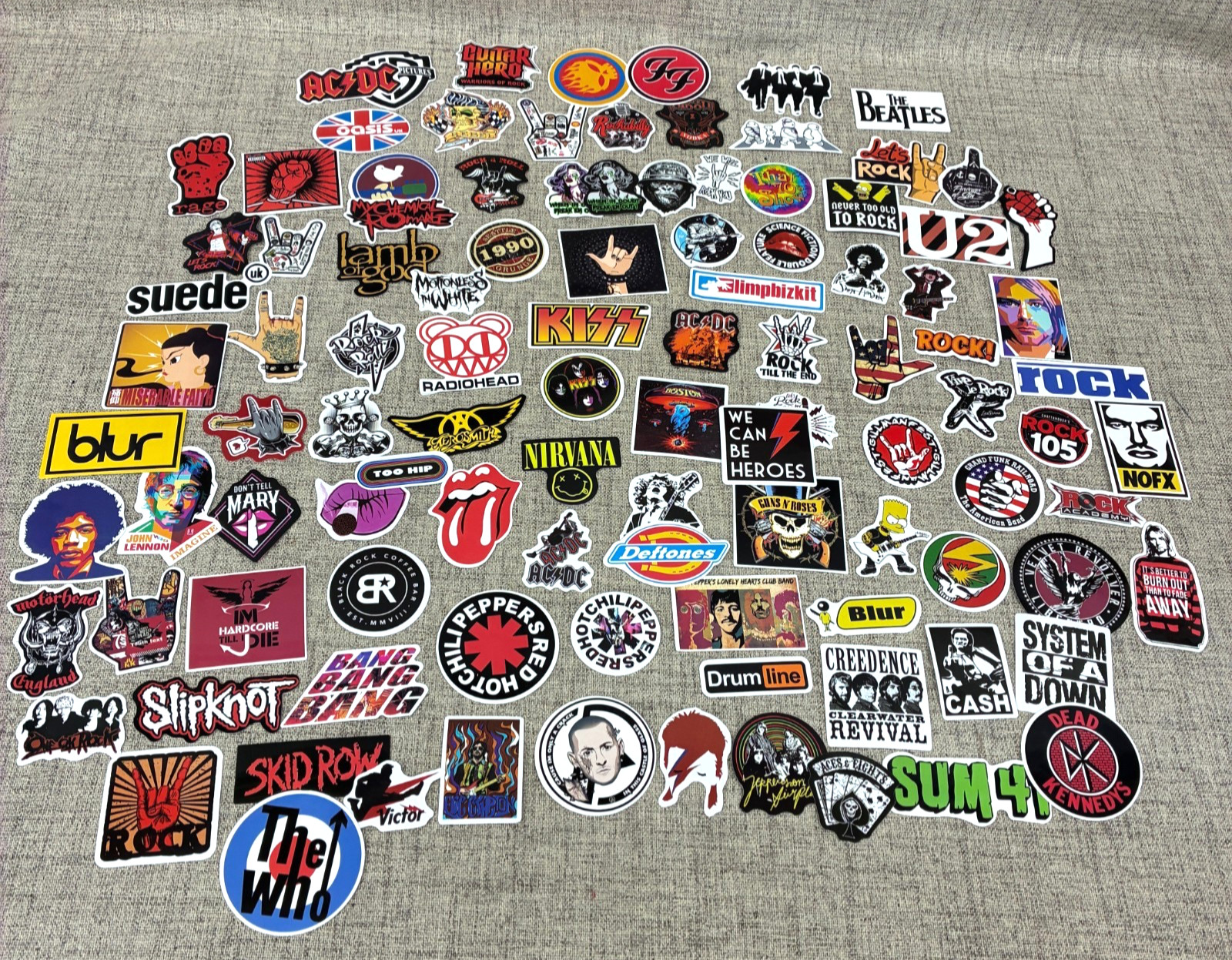 100+ Rock Band Stickers Lot Punk Metal Rock Music Decals For Laptop Guitar Case
