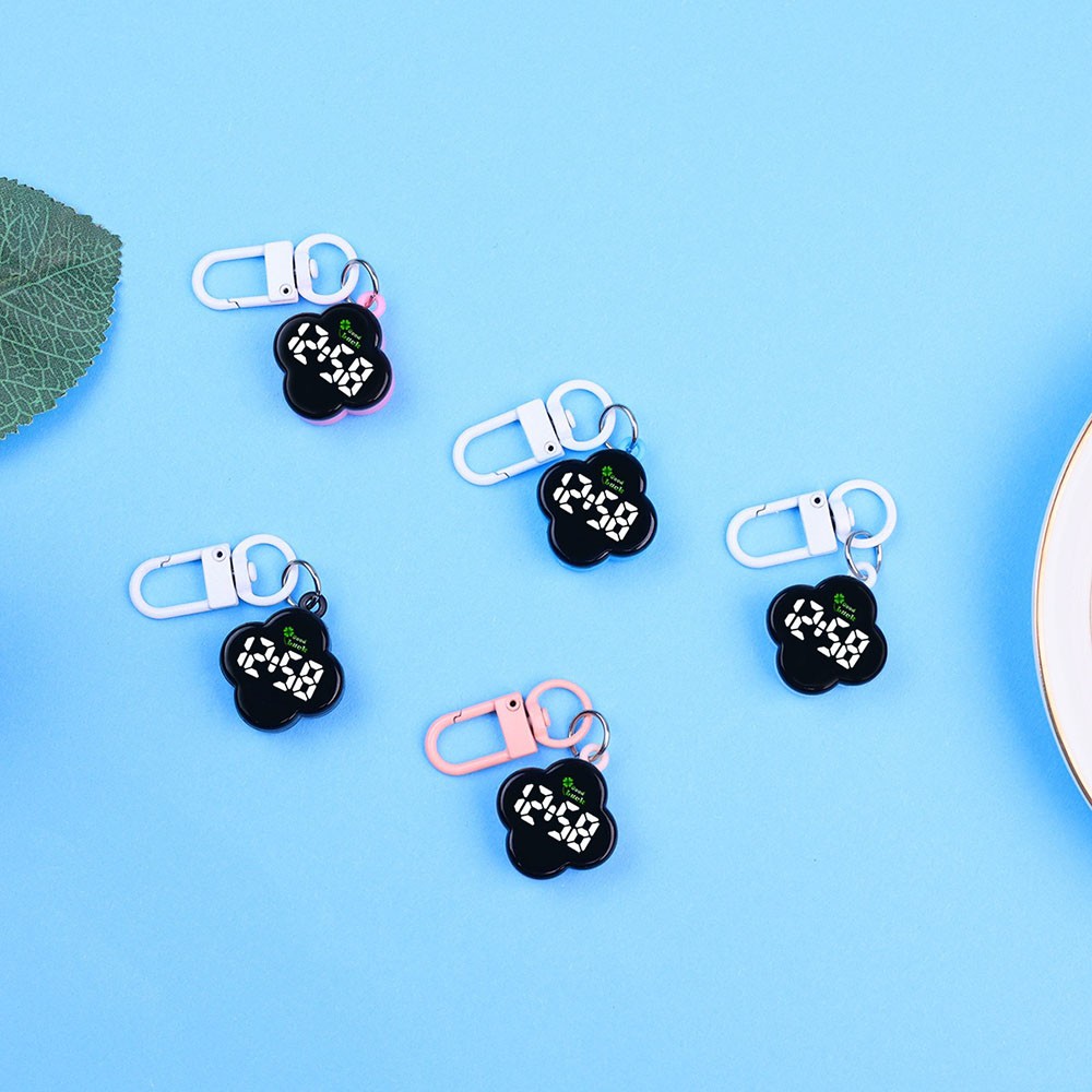 Mini Cloud Digital Watch Keychain Portable LED Electronic Clock for Backpack Bag