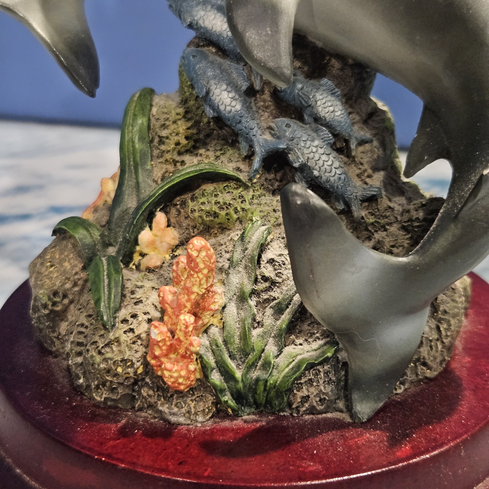 Shark Resin Figurine Statue Ocean Beach Nautical Decor Sculpture 9″ Tall
