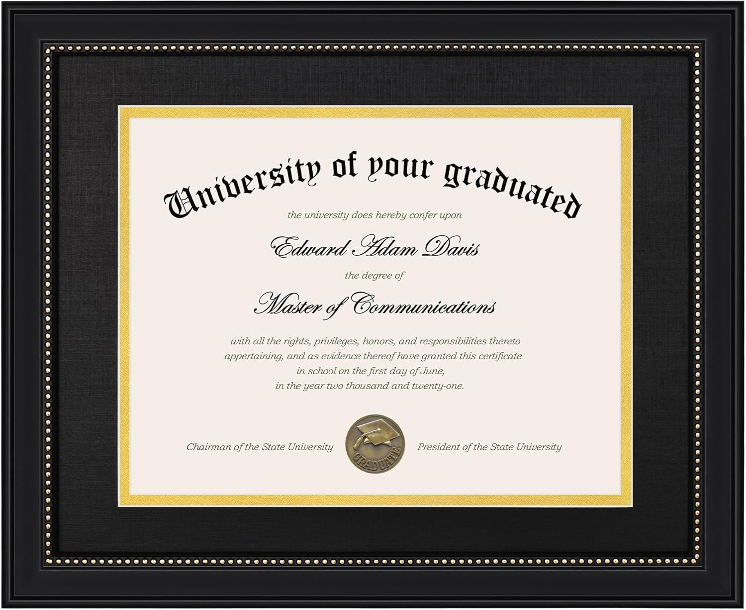 11X22 Diploma Frame with Tassel Holder for 8.5X11 Certificate and 5X7 Photo with