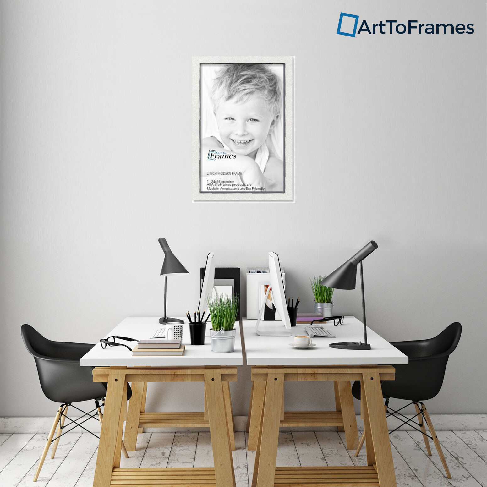ArtToFrames Picture Frame Custom 2″ Modern White 4023 Small
