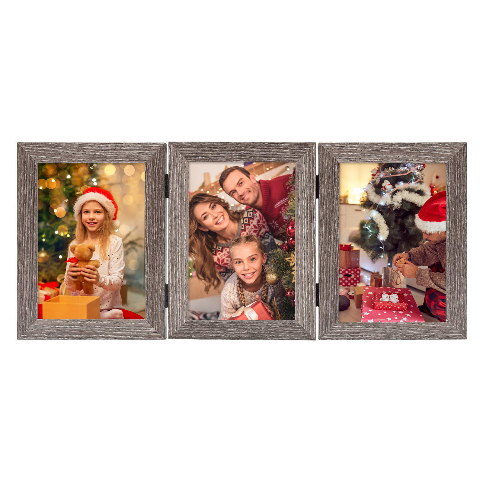 4×6 5×7 Trifold Picture Frame Hinged Photo Three Folding Frames Vertical Desktop